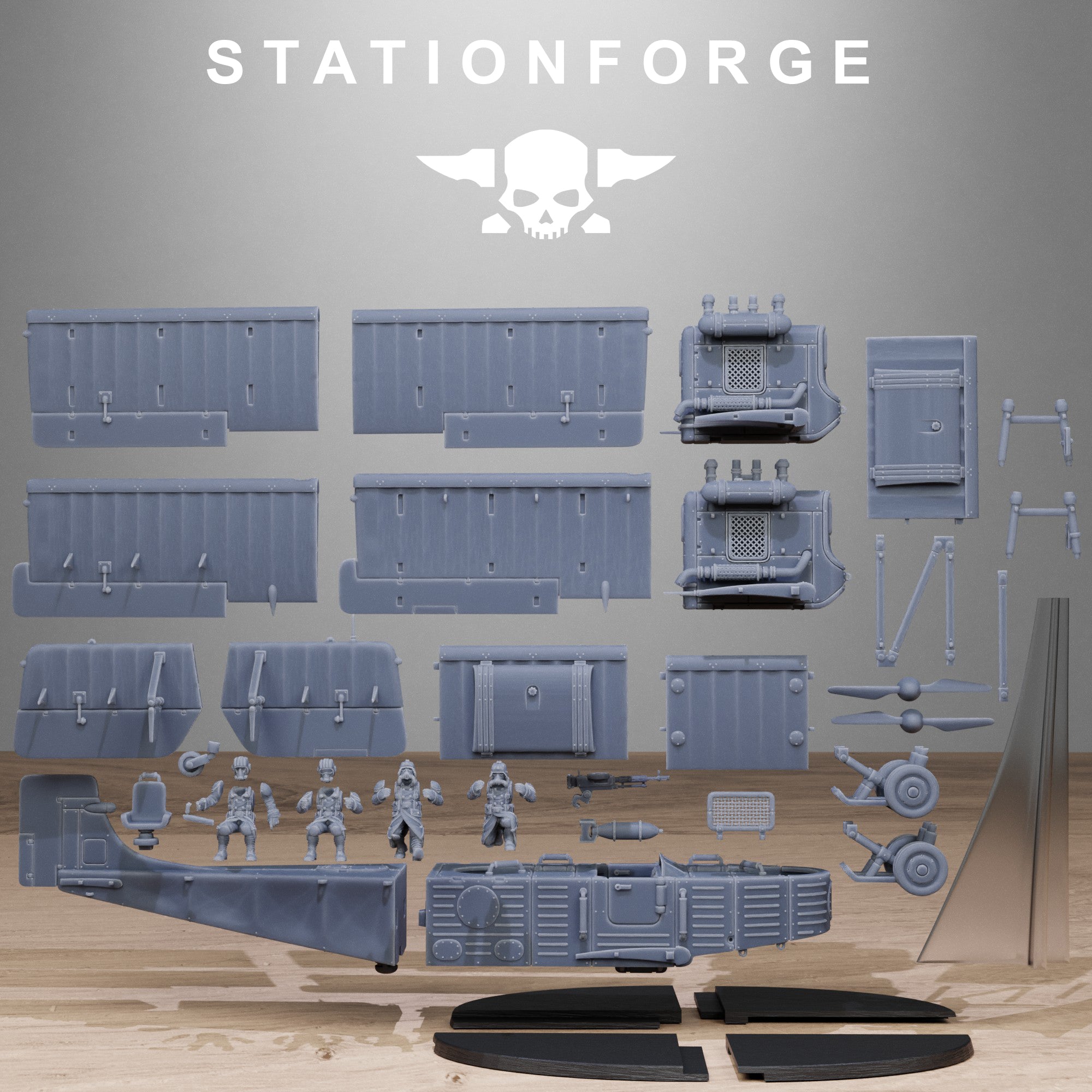 Grimguard Iron Biplane- 10 Tabletop Miniature, Designed by StationForge with gratis Base
