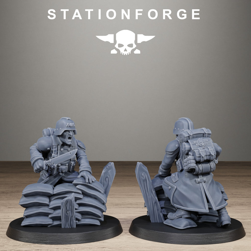 GrimGuard Trench Raiders , 10 Tabletop Miniatures, Designed by StationForge with gratis Bases