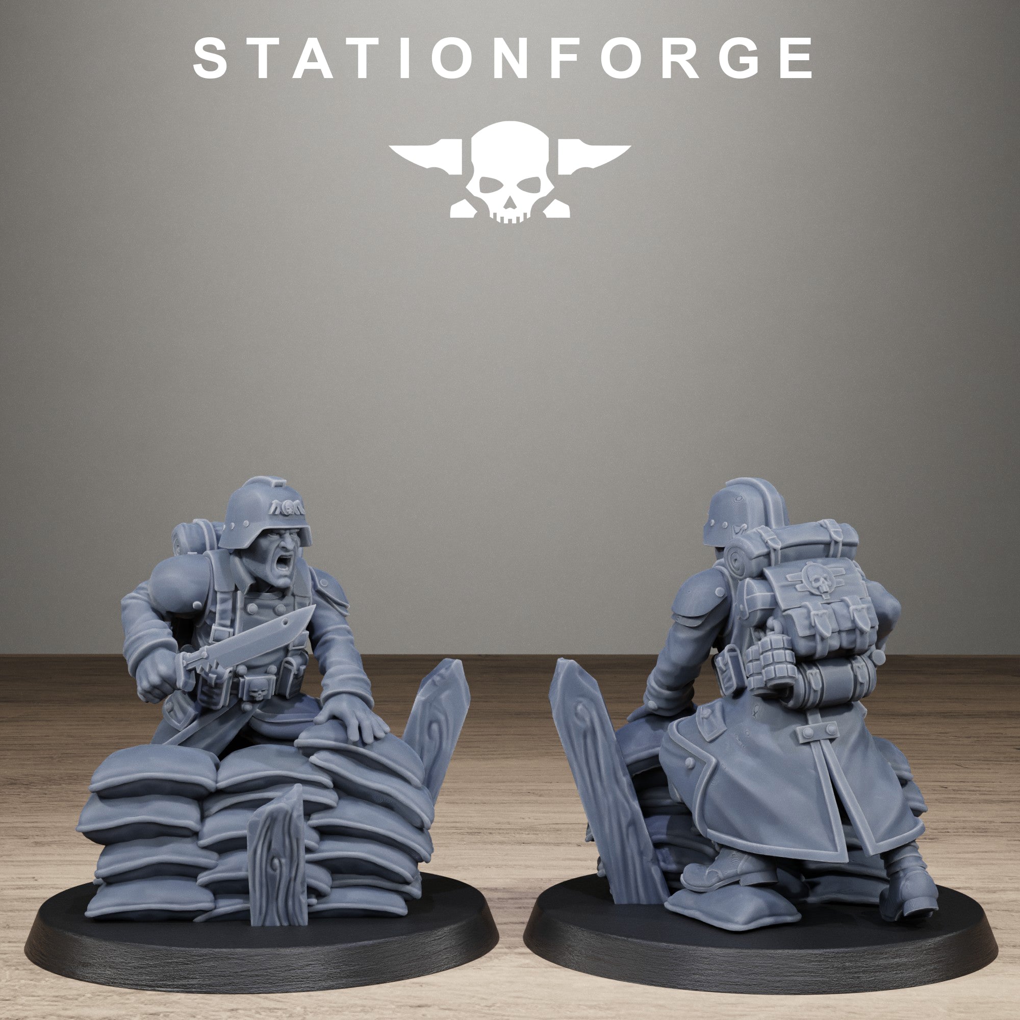 GrimGuard Trench Raiders , 10 Tabletop Miniatures, Designed by StationForge with gratis Bases
