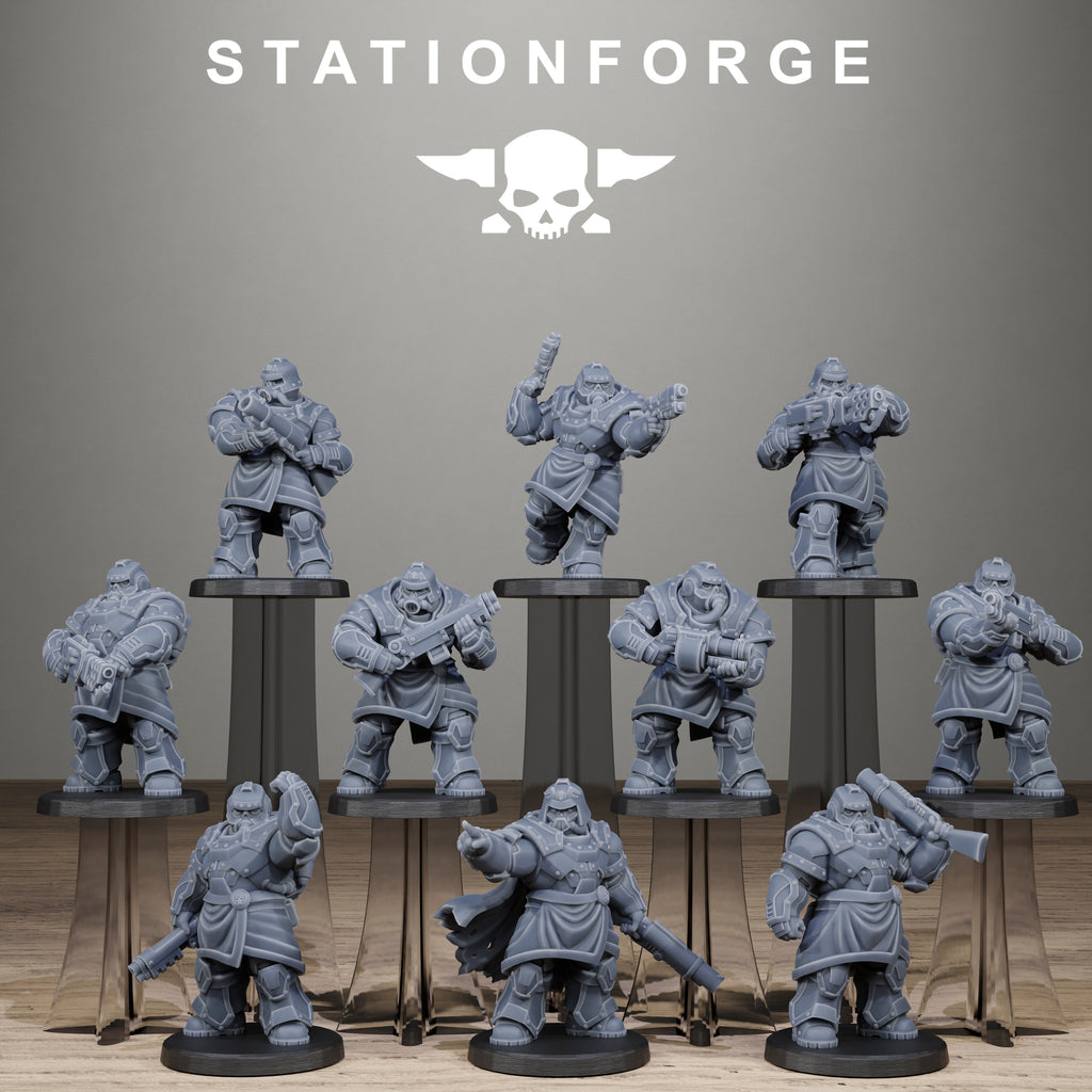 Grimguard Skull Wardens, 10 Tabletop Miniatures, Designed by StationForge with gratis Bases
