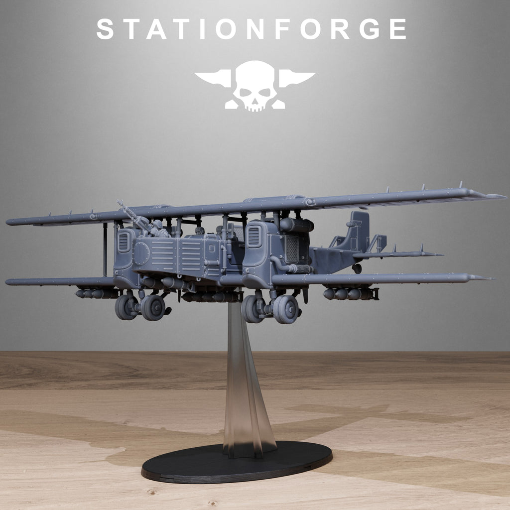 Grimguard Iron Biplane- 10 Tabletop Miniature, Designed by StationForge with gratis Base