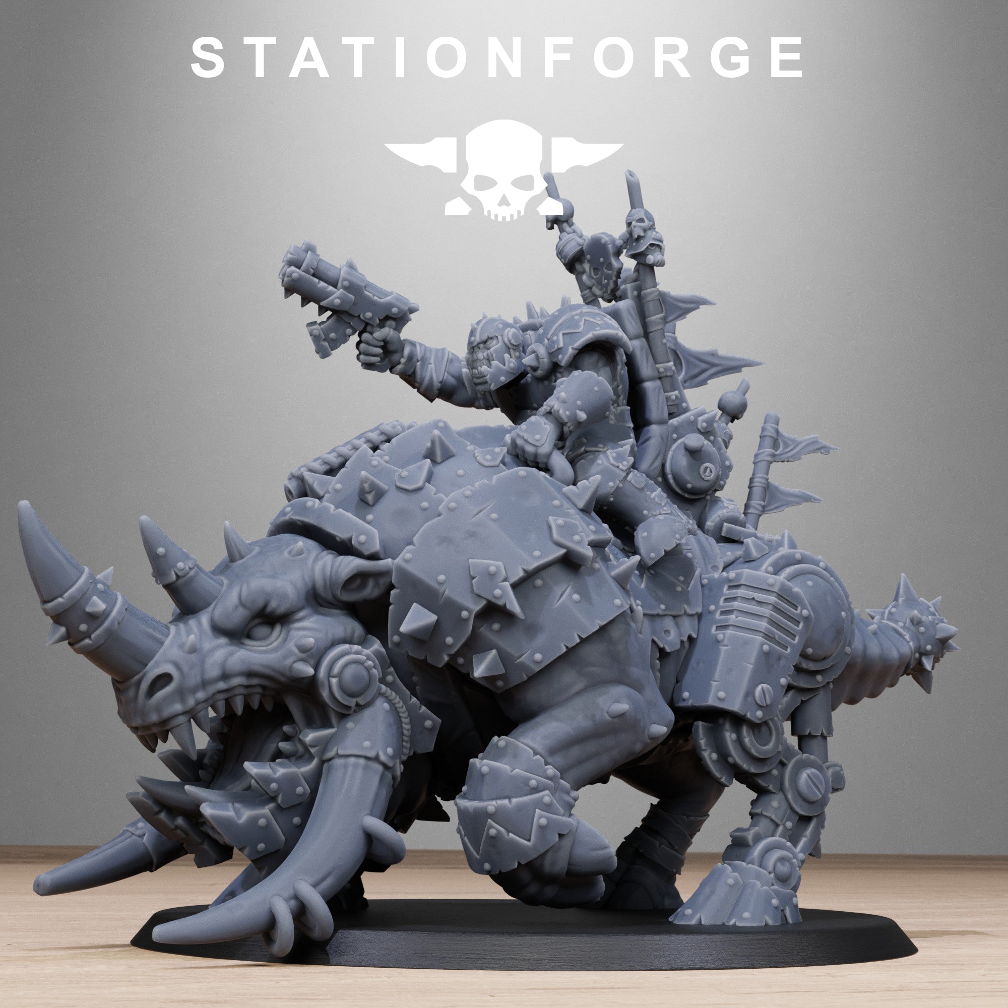 Orkaz Brast-Rider Warlord- Tabletop Mini, Designed by StationForge with gratis Basis