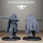 GrimGuard Jungle Fighter Snipers, 10 Tabletop Miniatures, Designed by StationForge with gratis Bases