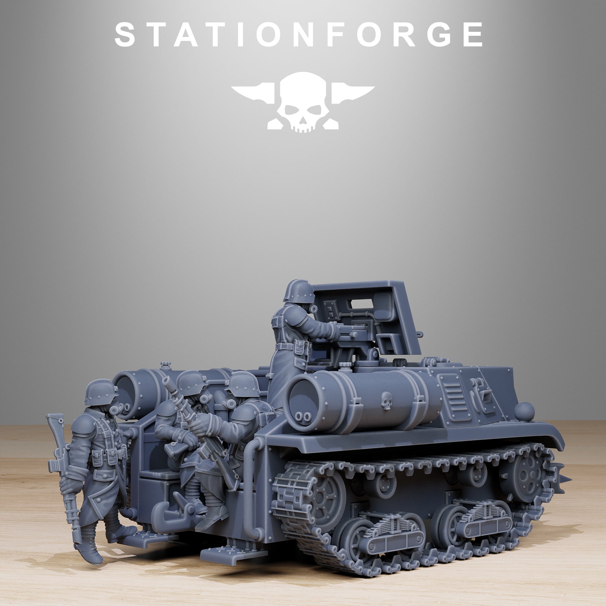 GrimGuard Tankette, whole Set, Tabletop Miniatures, Designed by StationForge with gratis Bases