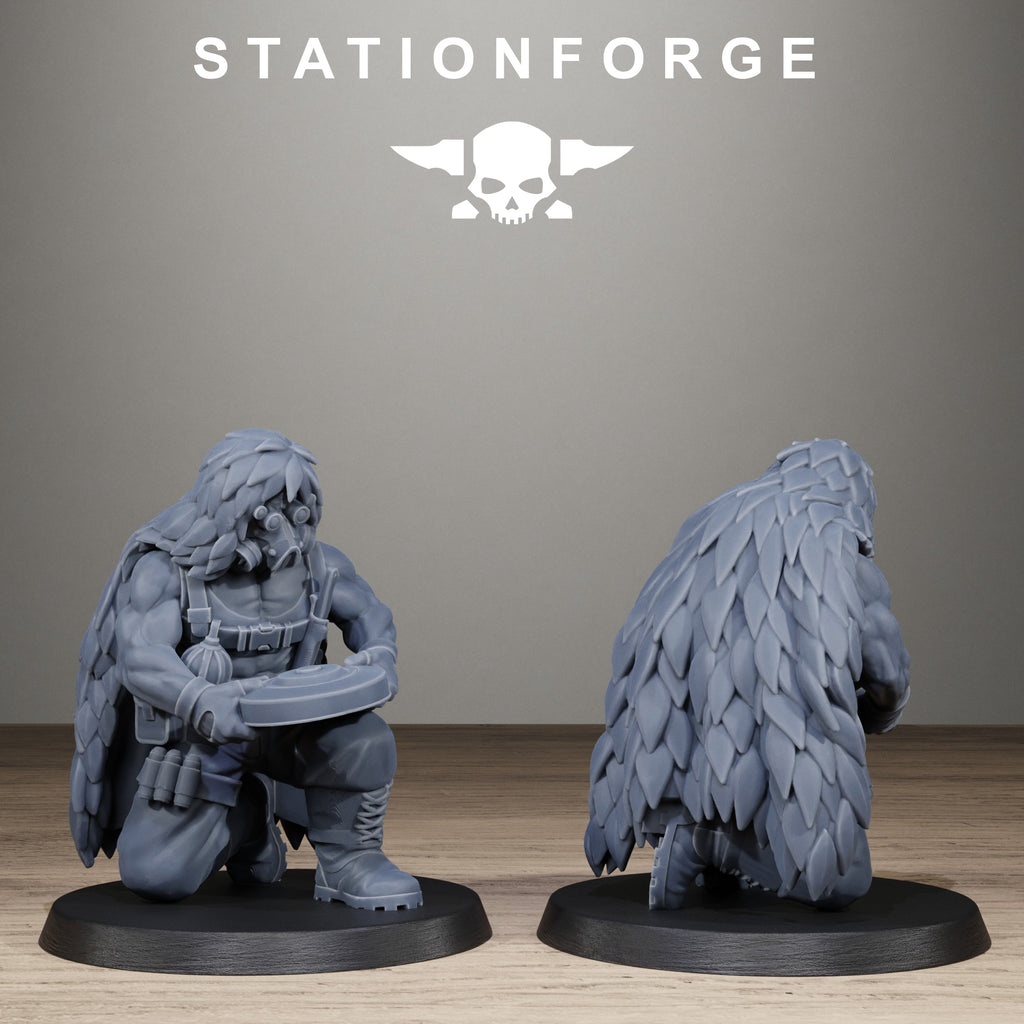 GrimGuard Jungle Fighter Snipers, 10 Tabletop Miniatures, Designed by StationForge with gratis Bases
