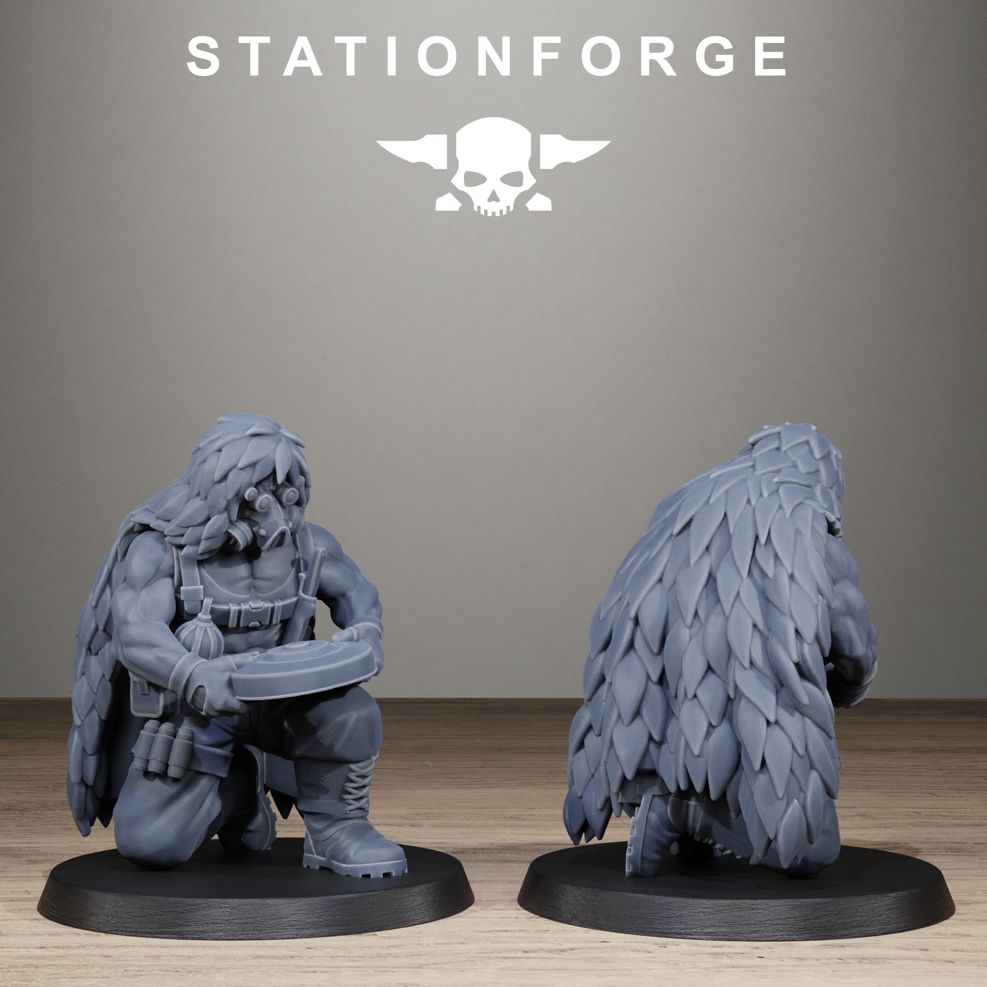 GrimGuard Jungle Fighter Snipers, 10 Tabletop Miniatures, Designed by StationForge with gratis Bases
