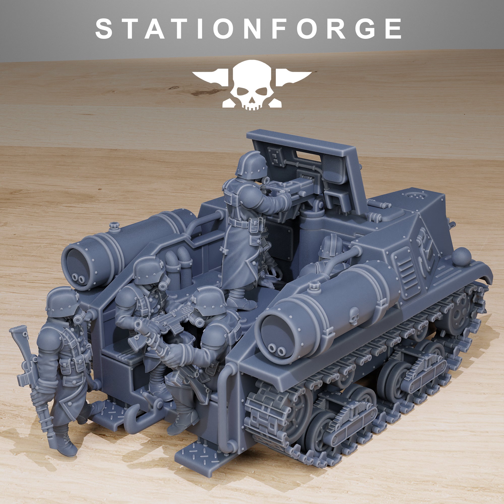 GrimGuard Tankette, whole Set, Tabletop Miniatures, Designed by StationForge with gratis Bases