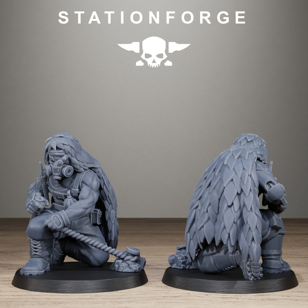 GrimGuard Jungle Fighter Snipers, 10 Tabletop Miniatures, Designed by StationForge with gratis Bases