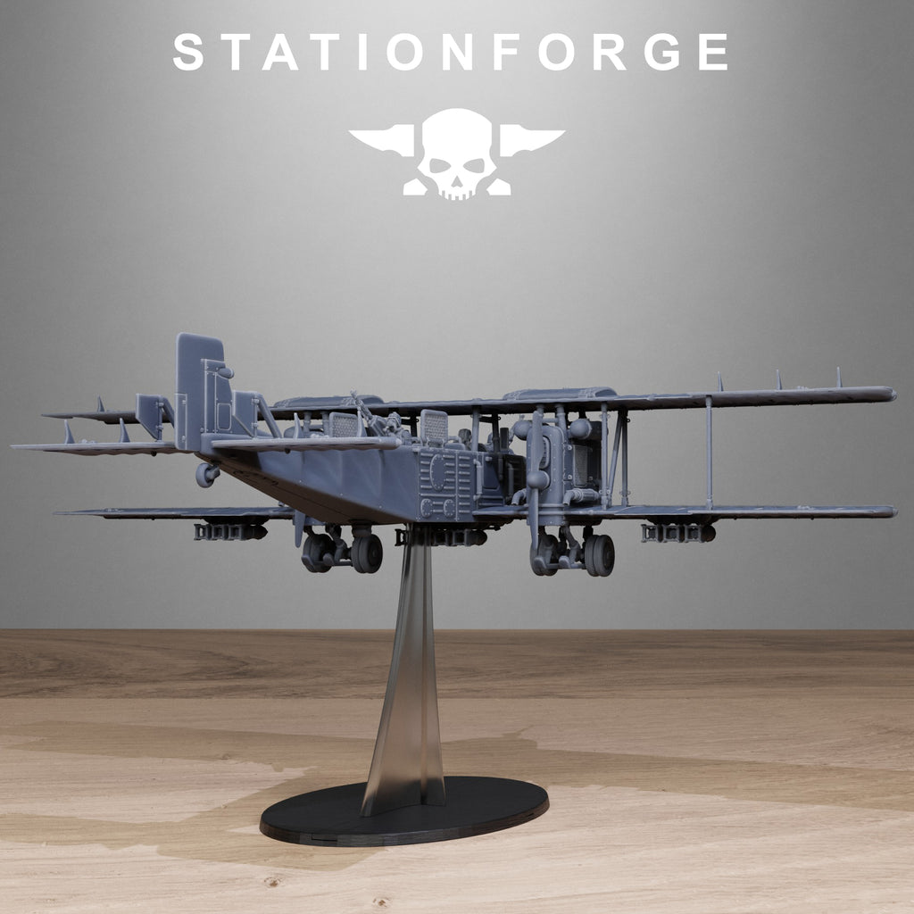 Grimguard Iron Biplane- 10 Tabletop Miniature, Designed by StationForge with gratis Base