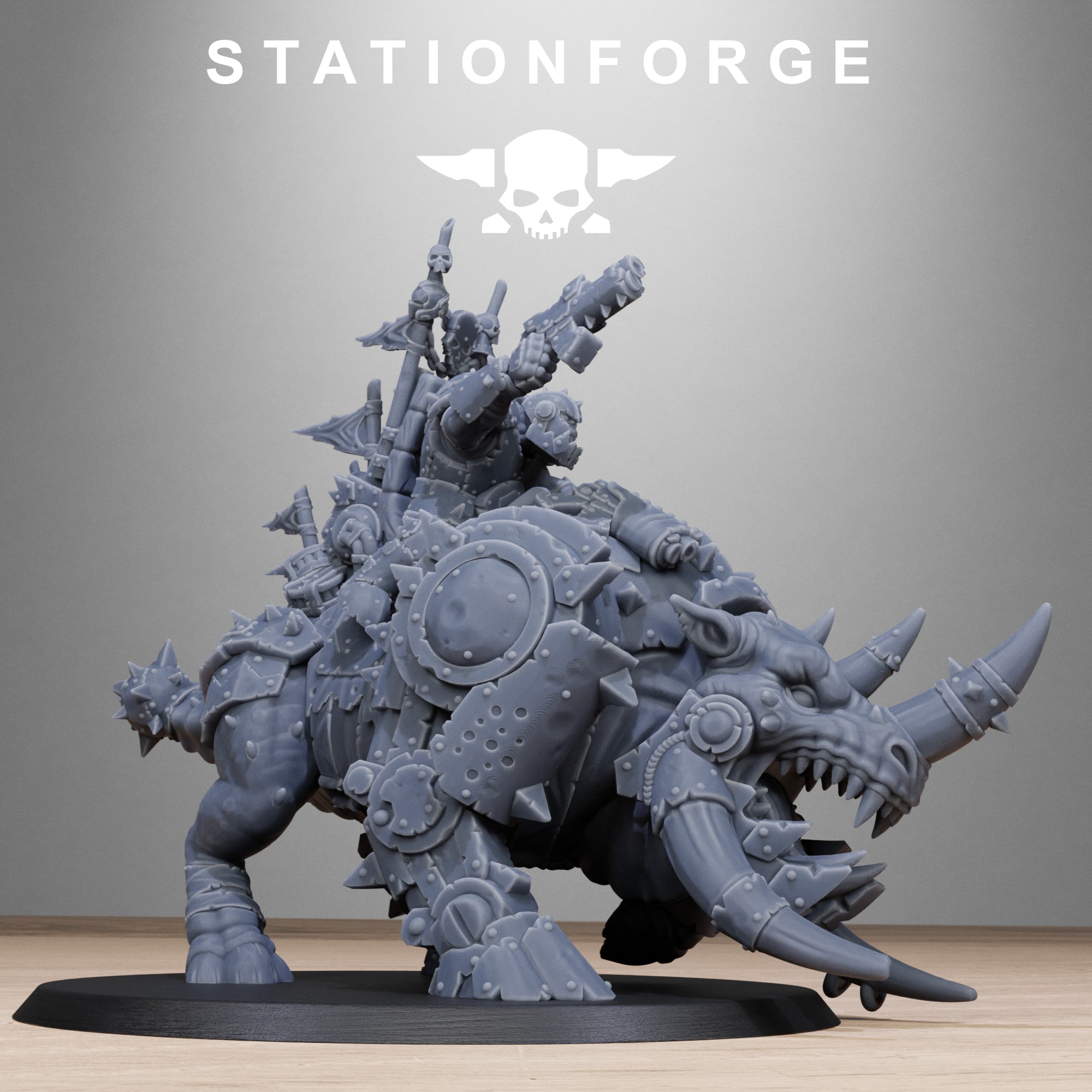 Orkaz Brast-Rider Warlord- Tabletop Mini, Designed by StationForge with gratis Basis
