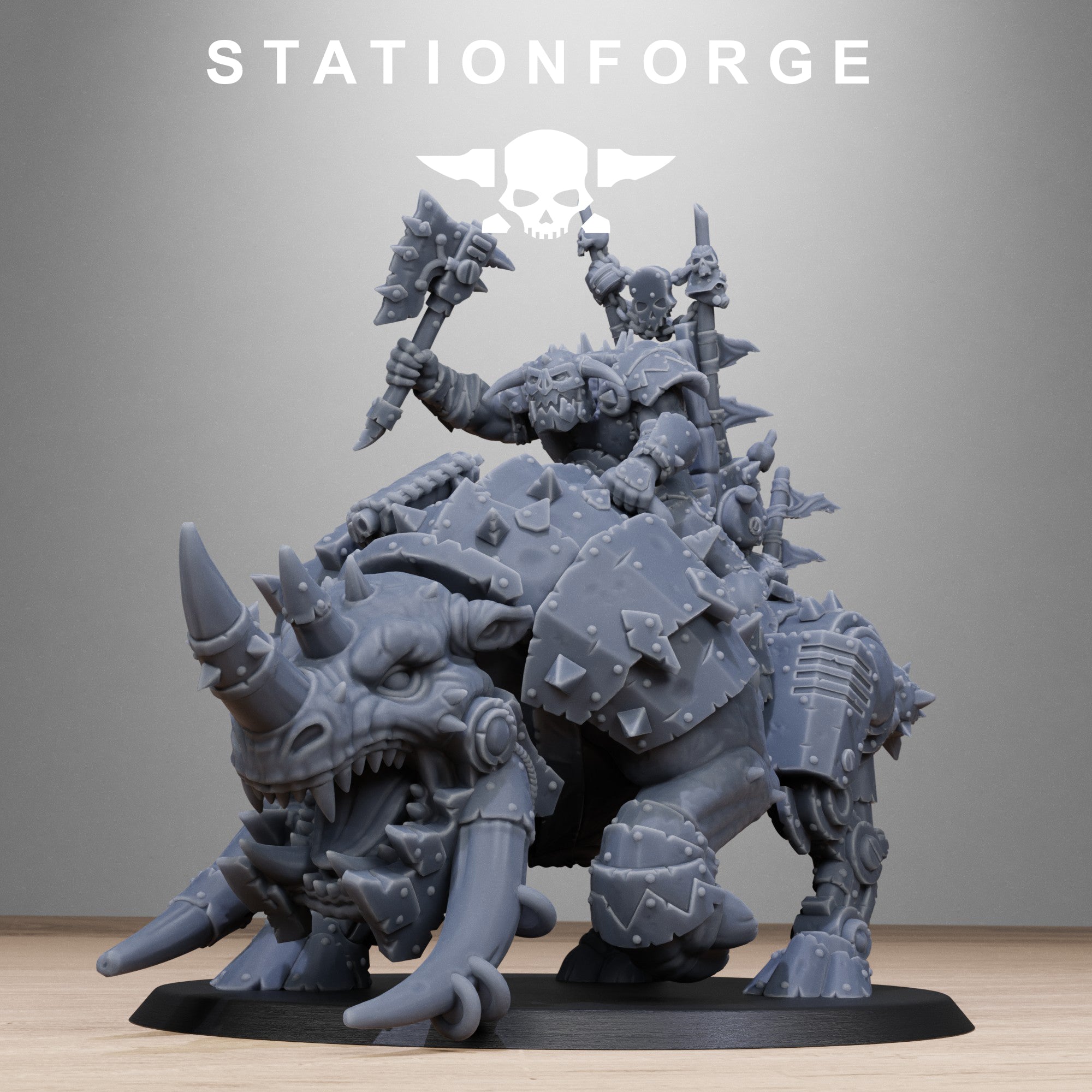 Orkaz Brast-Rider Warlord- Tabletop Mini, Designed by StationForge with gratis Basis