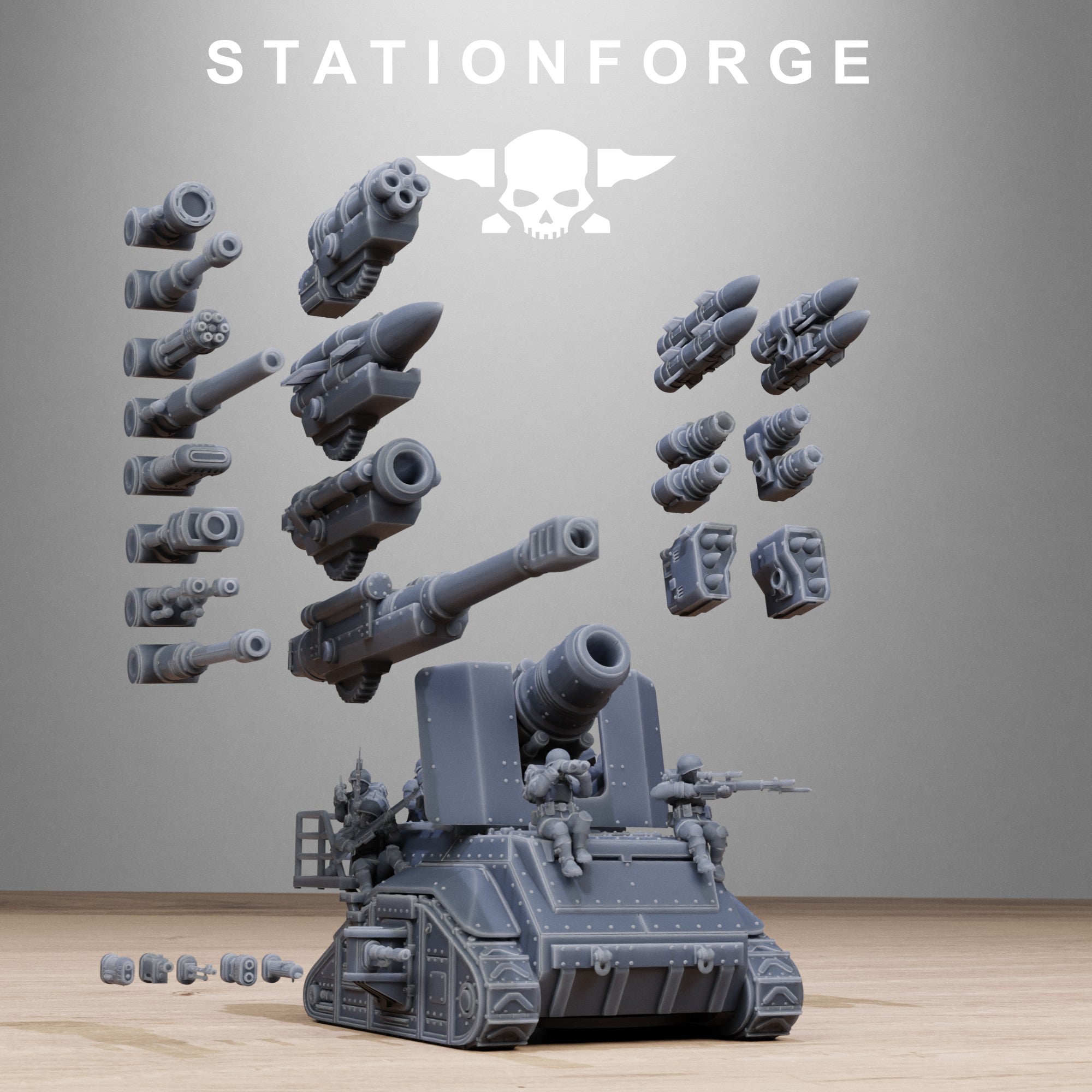 Freeguard Artillery Mini Tank, full Set- Tabletop Miniature, Designed by StationForge with gratis Base