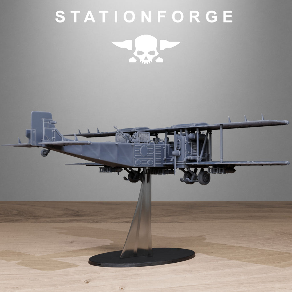 Grimguard Iron Biplane- 10 Tabletop Miniature, Designed by StationForge with gratis Base