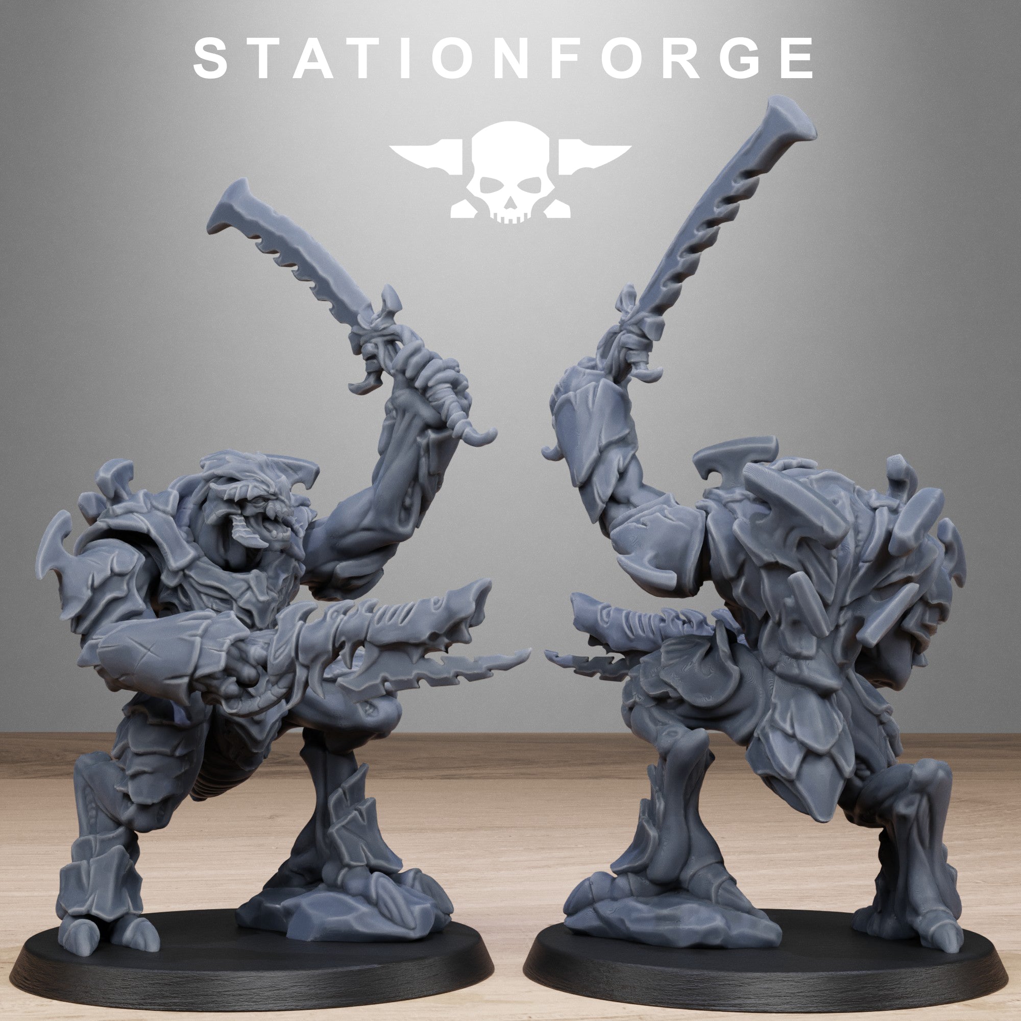 Xenarid Warriors- 10 Tabletop Miniatures, Designed by StationForge with gratis Bases