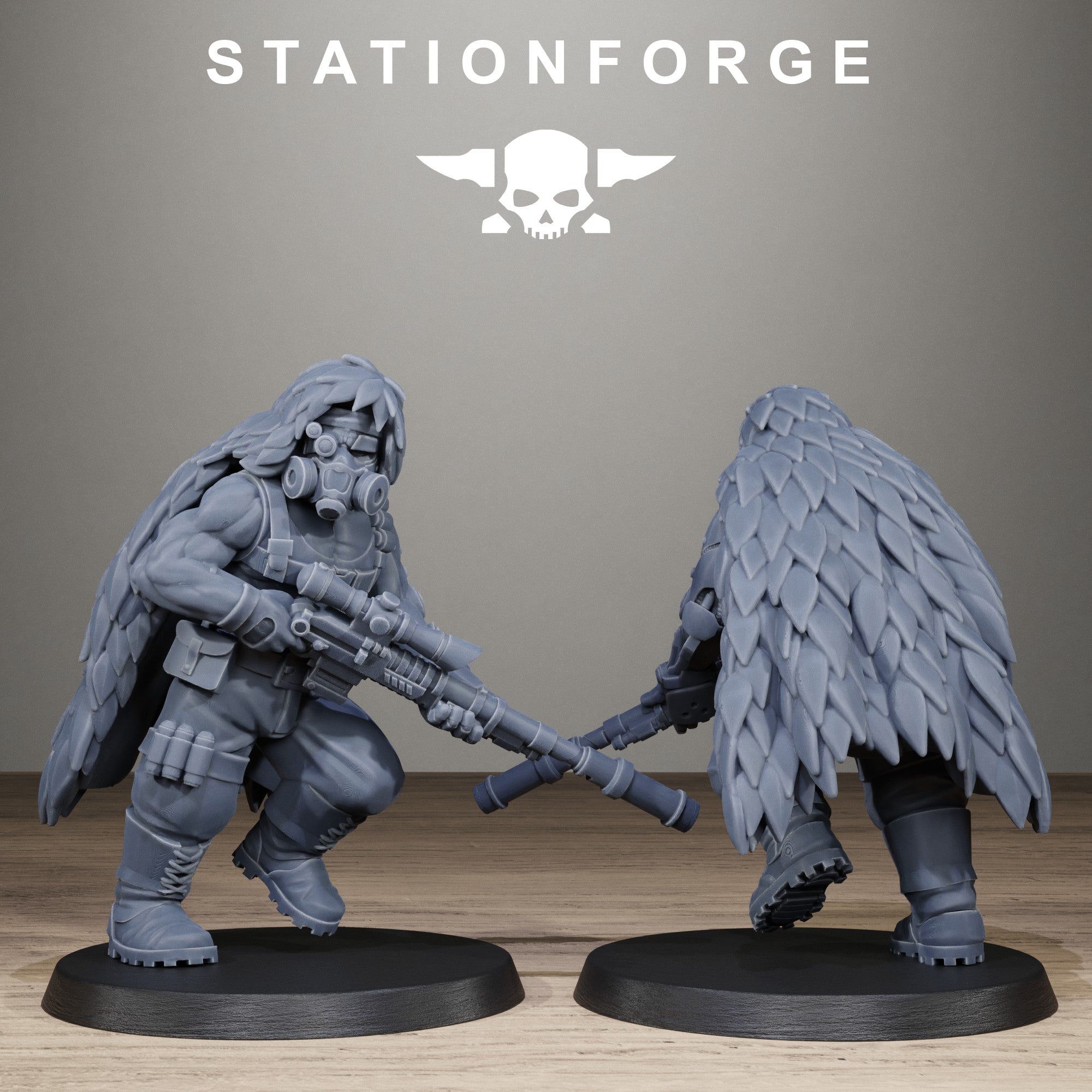 GrimGuard Jungle Fighter Snipers, 10 Tabletop Miniatures, Designed by StationForge with gratis Bases