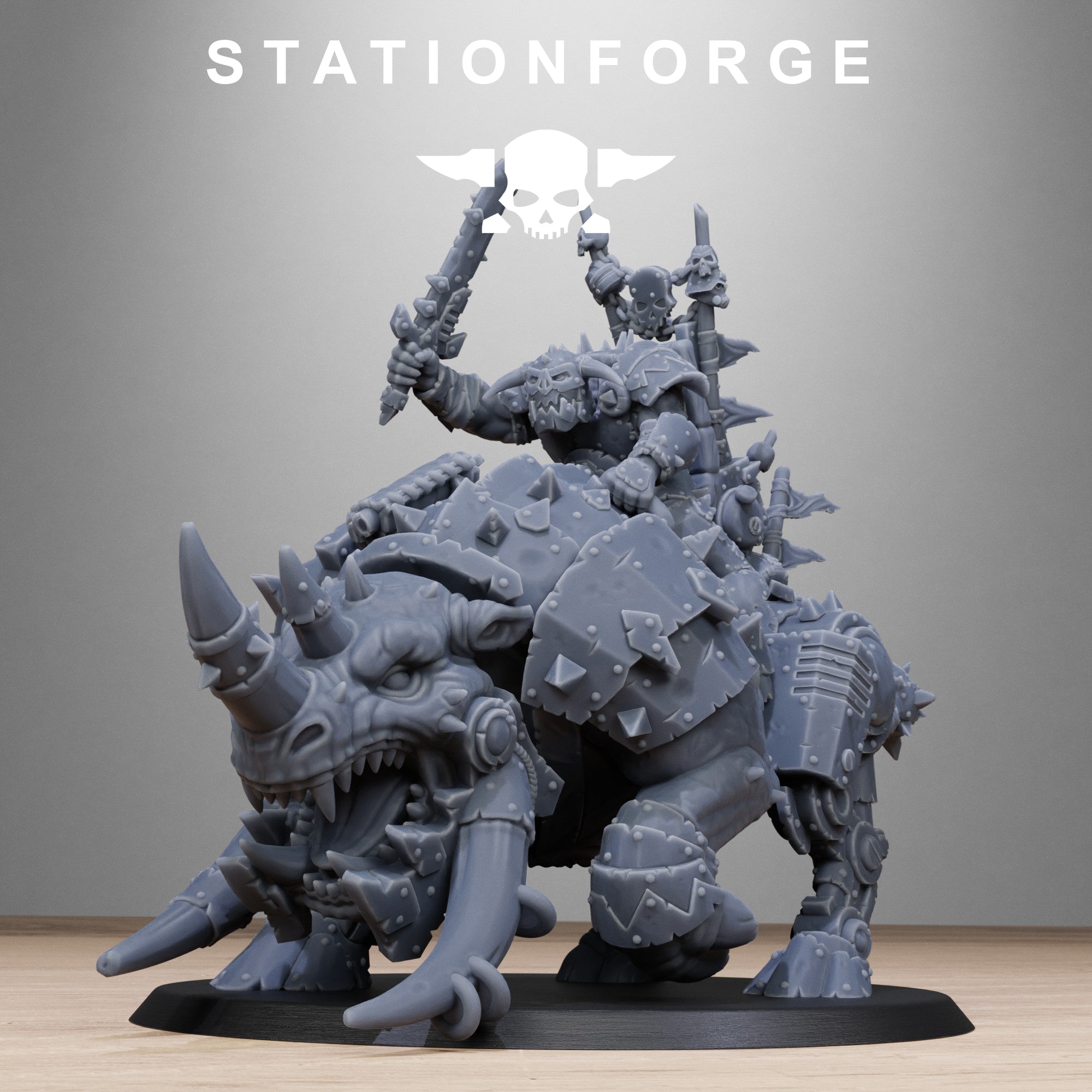 Orkaz Brast-Rider Warlord- Tabletop Mini, Designed by StationForge with gratis Basis