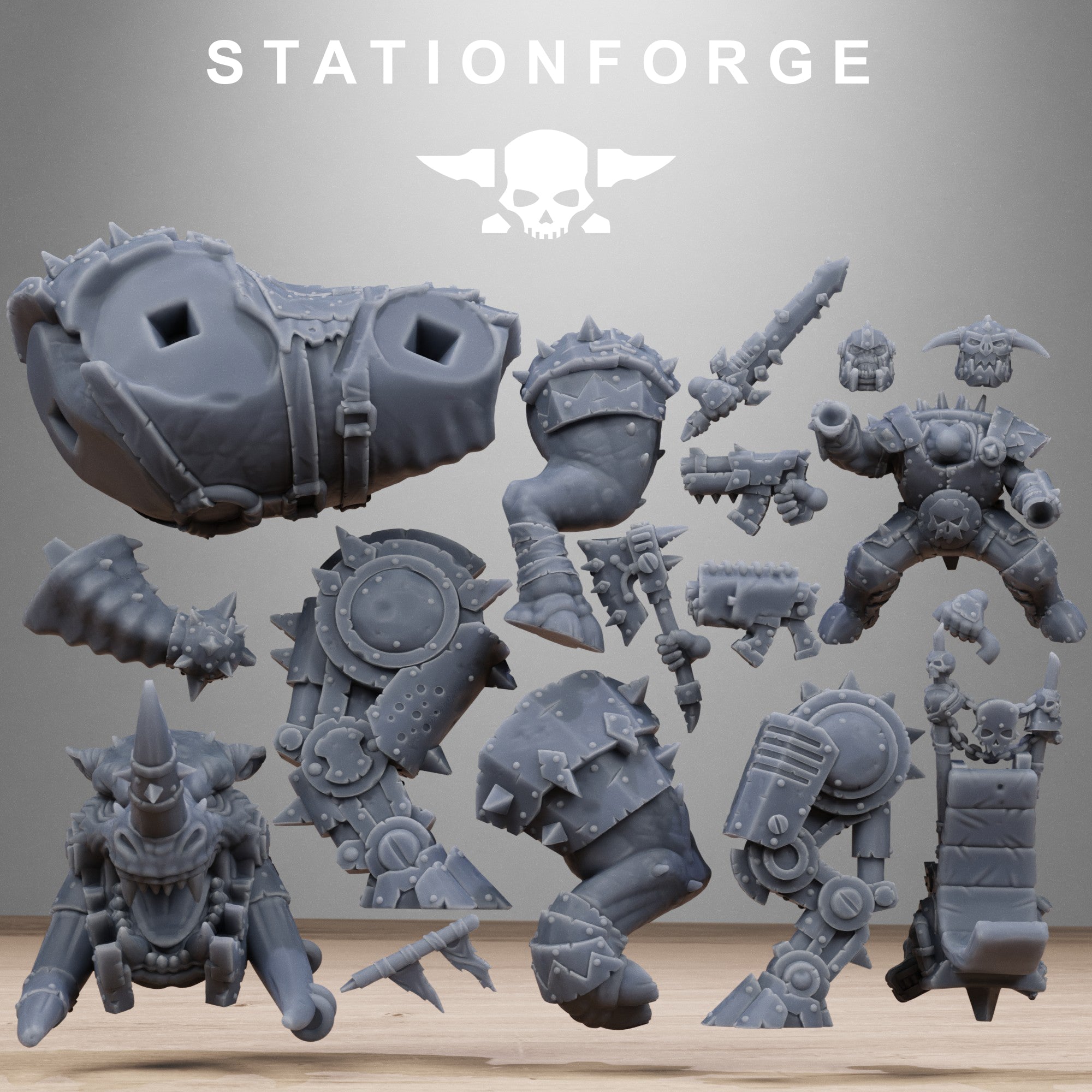 Orkaz Brast-Rider Warlord- Tabletop Mini, Designed by StationForge with gratis Basis