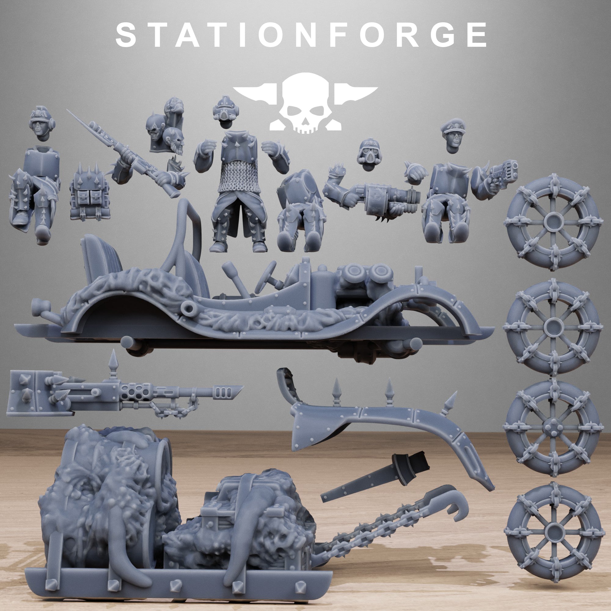 Corrupted Bloody Convoy, full Set- Tabletop Miniatures, Designed by StationForge with gratis Bases