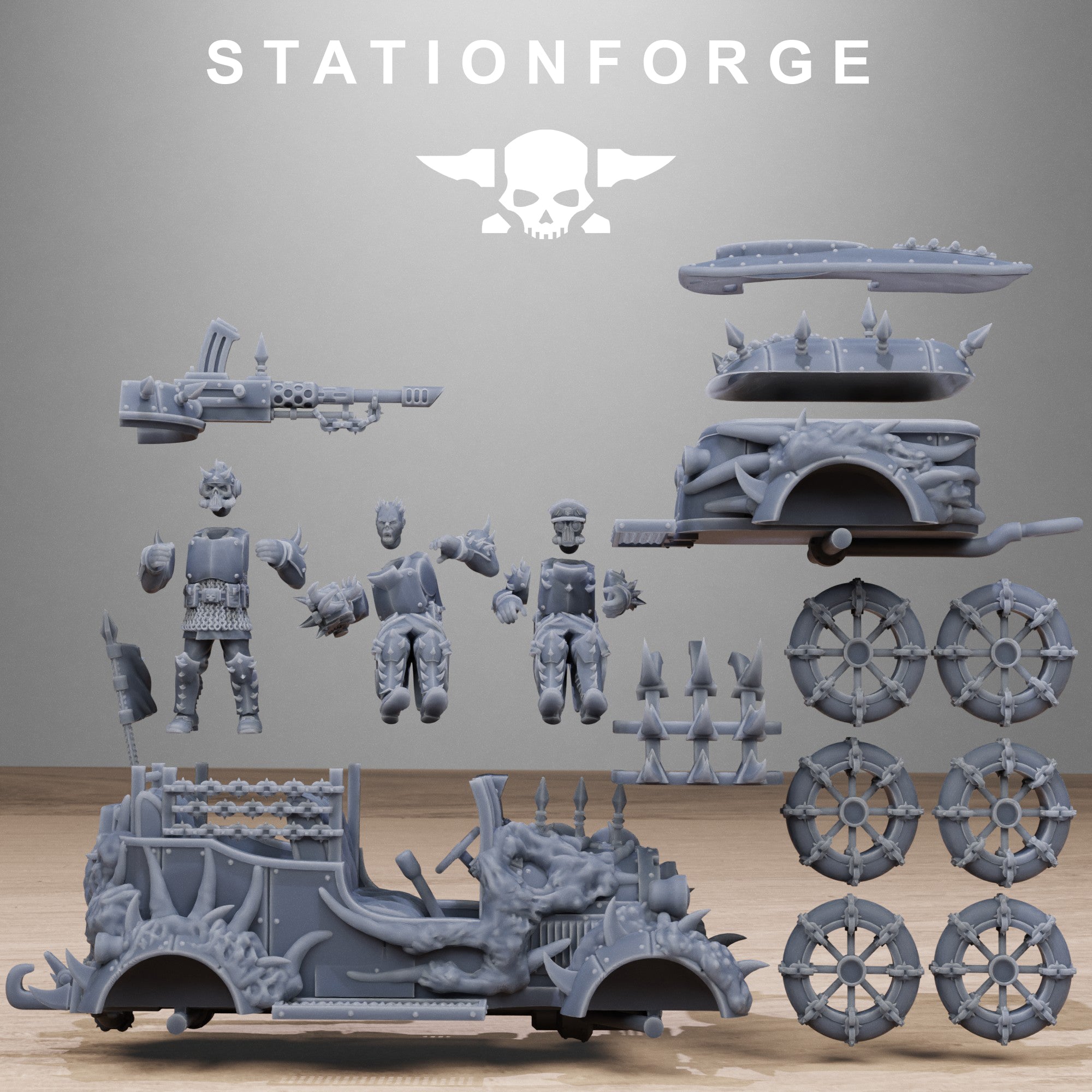 Corrupted Bloody Convoy, full Set- Tabletop Miniatures, Designed by StationForge with gratis Bases