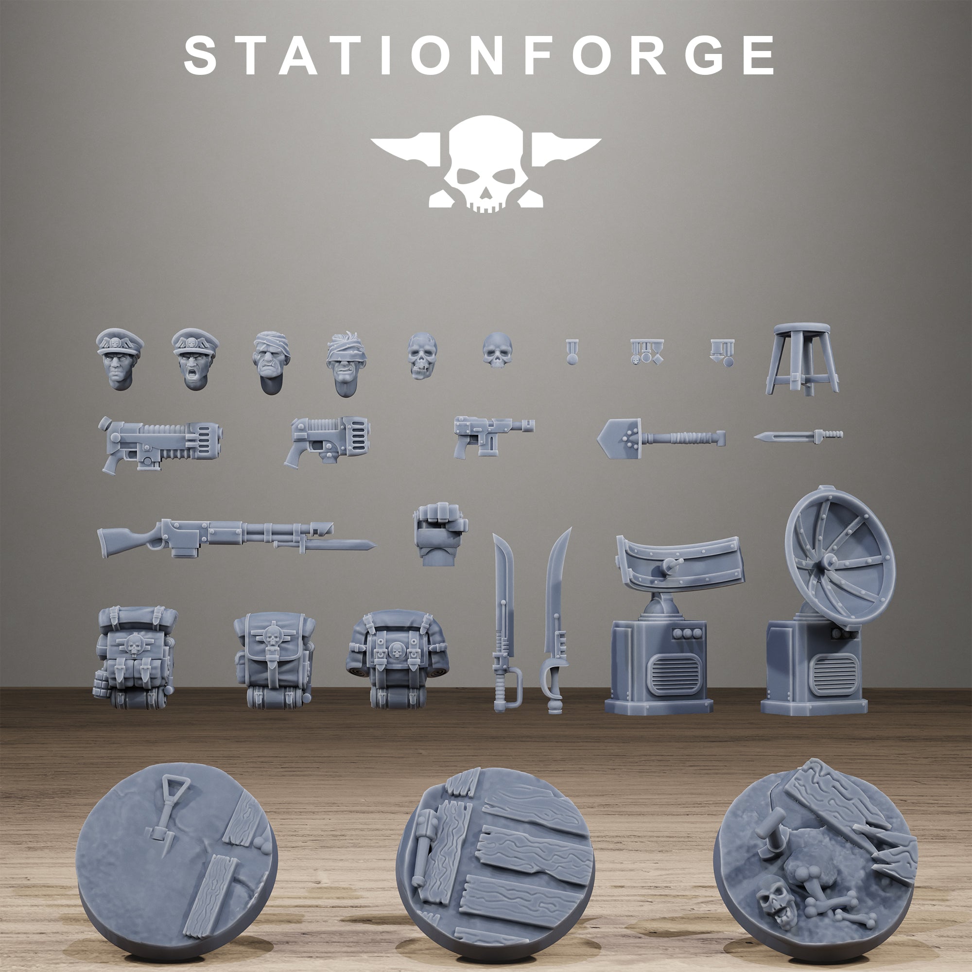 GrimGuard Officer Bits, Tabletop Miniature Bits, Designed by StationForge