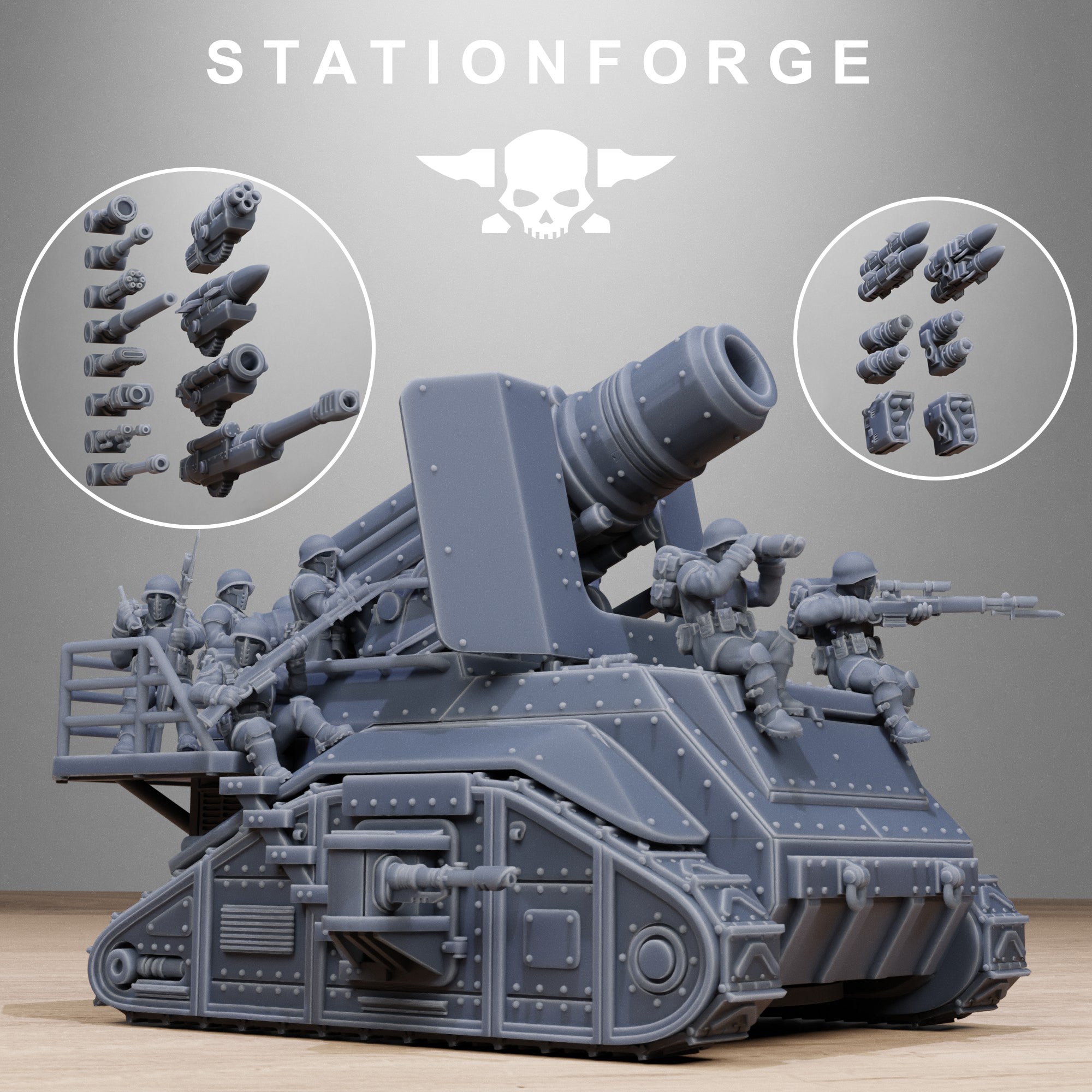 Freeguard Artillery Mini Tank, full Set- Tabletop Miniature, Designed by StationForge with gratis Base