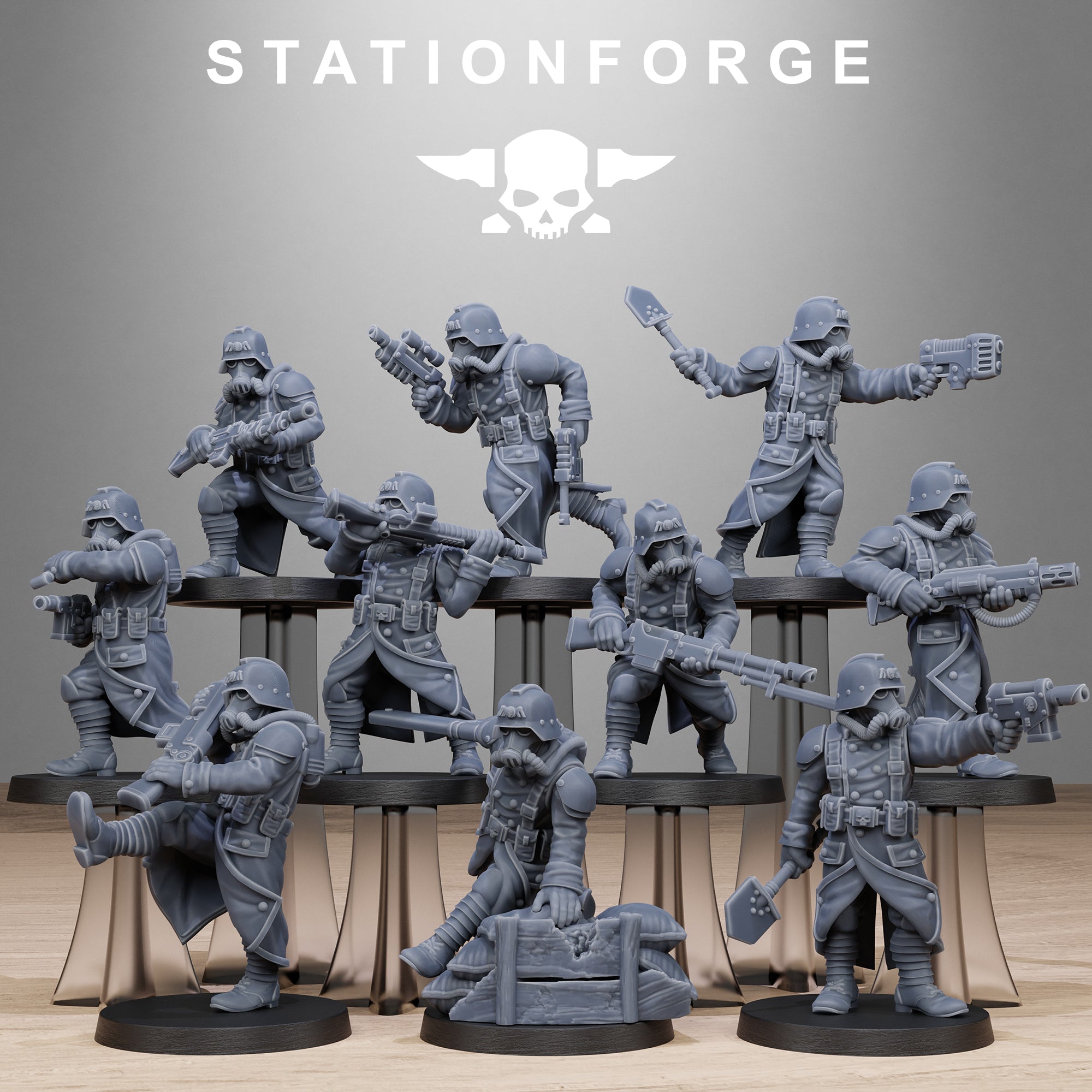 GrimGuard Shovel Trenches- 10Minis, Designed by StationForge with gratis Basis