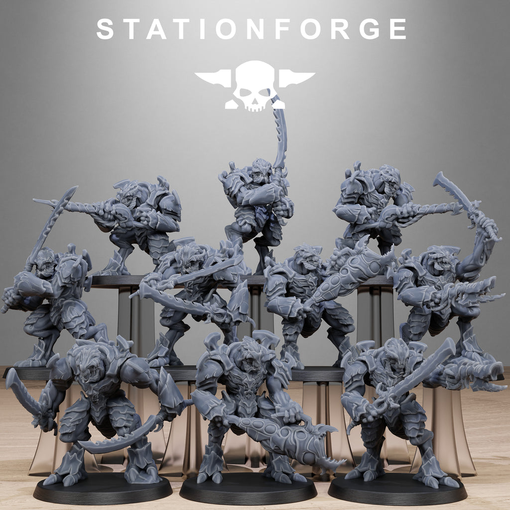 Xenarid Warriors- 10 Tabletop Miniatures, Designed by StationForge with gratis Bases