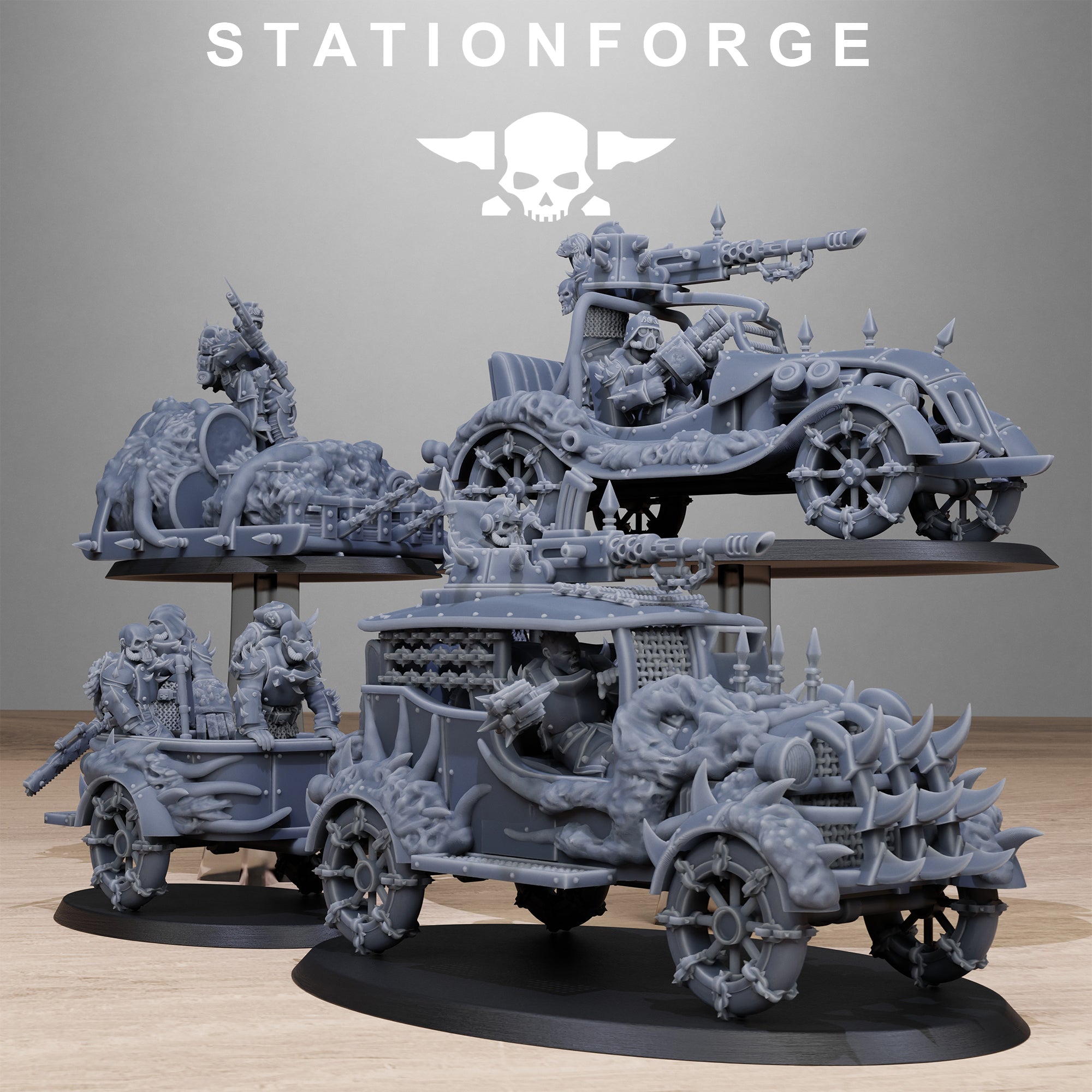 Corrupted Bloody Convoy, full Set- Tabletop Miniatures, Designed by StationForge with gratis Bases