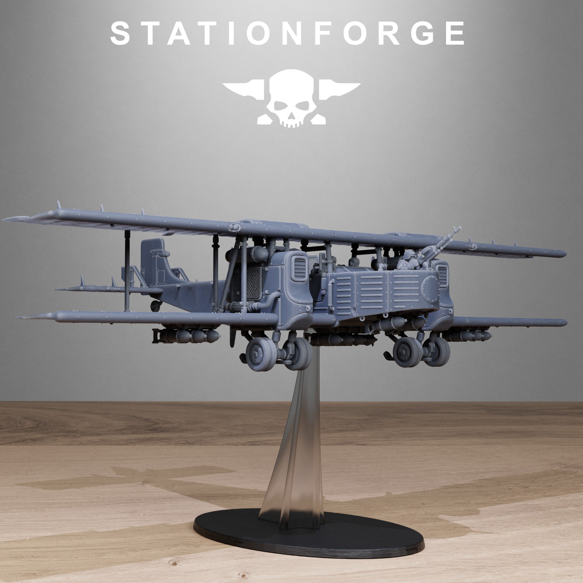 Grimguard Iron Biplane- 10 Tabletop Miniature, Designed by StationForge with gratis Base