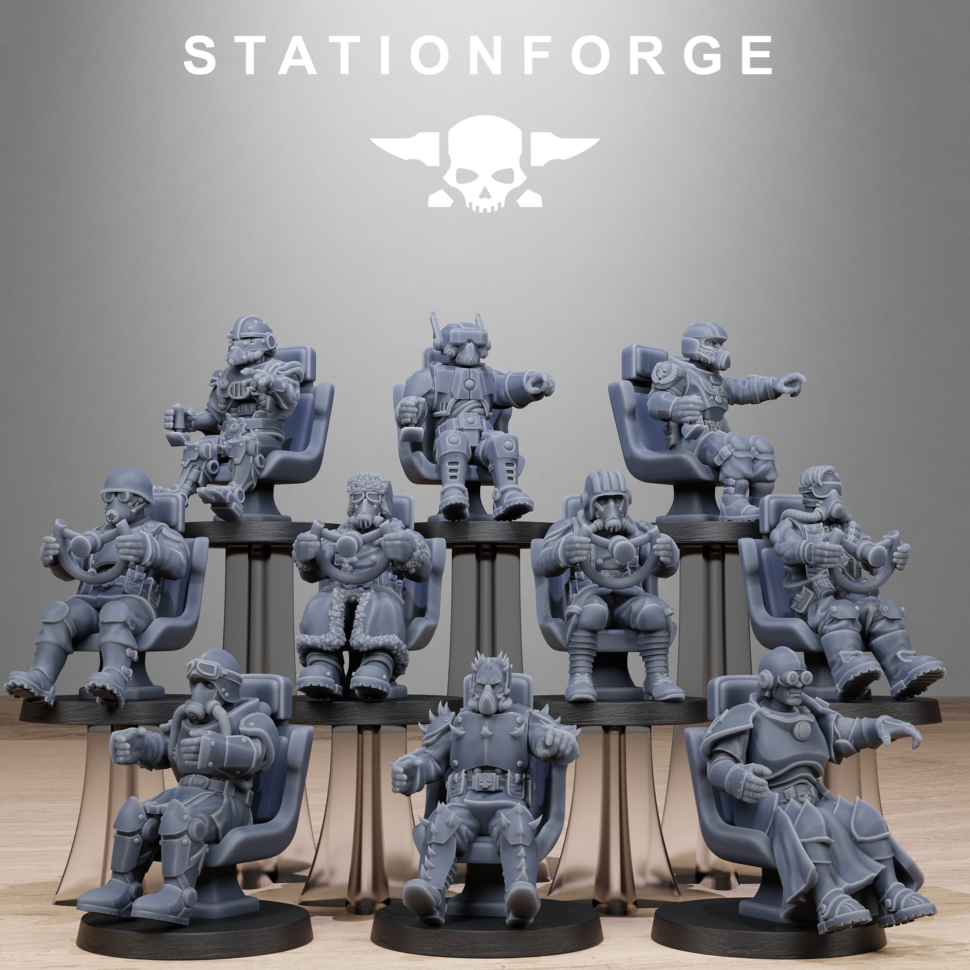 Pilot Commanders- 10 Tabletop Miniatures, Designed by StationForge with gratis Bases