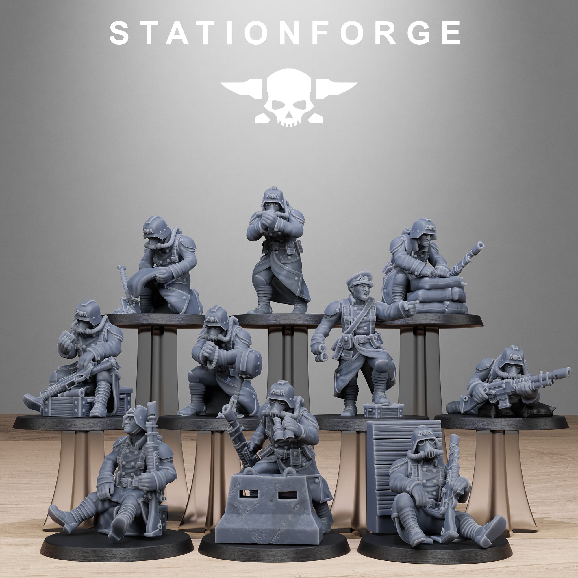 GrimGuard Battlefront- 10Minis, Designed by StationForge with gratis Basis