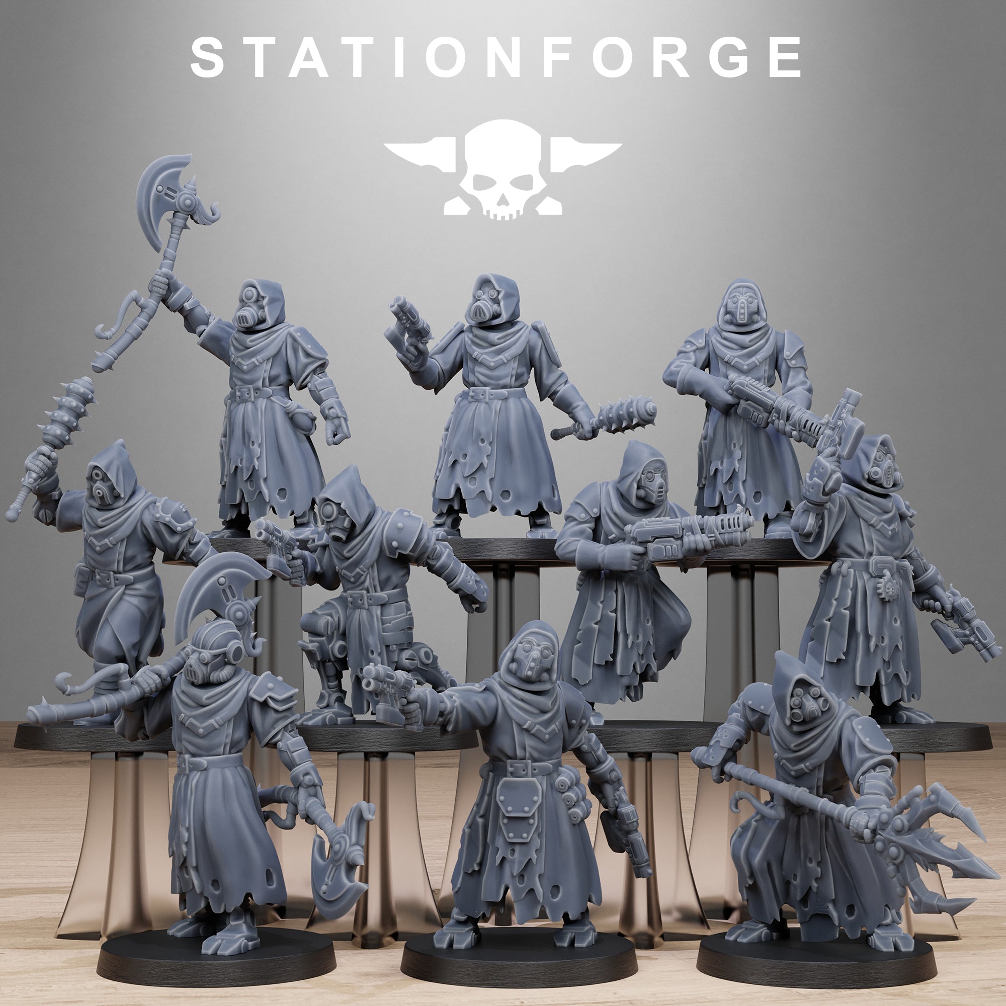 Scavengers Executioners- 10 Tabletop Miniatures, Designed by StationForge with gratis Bases