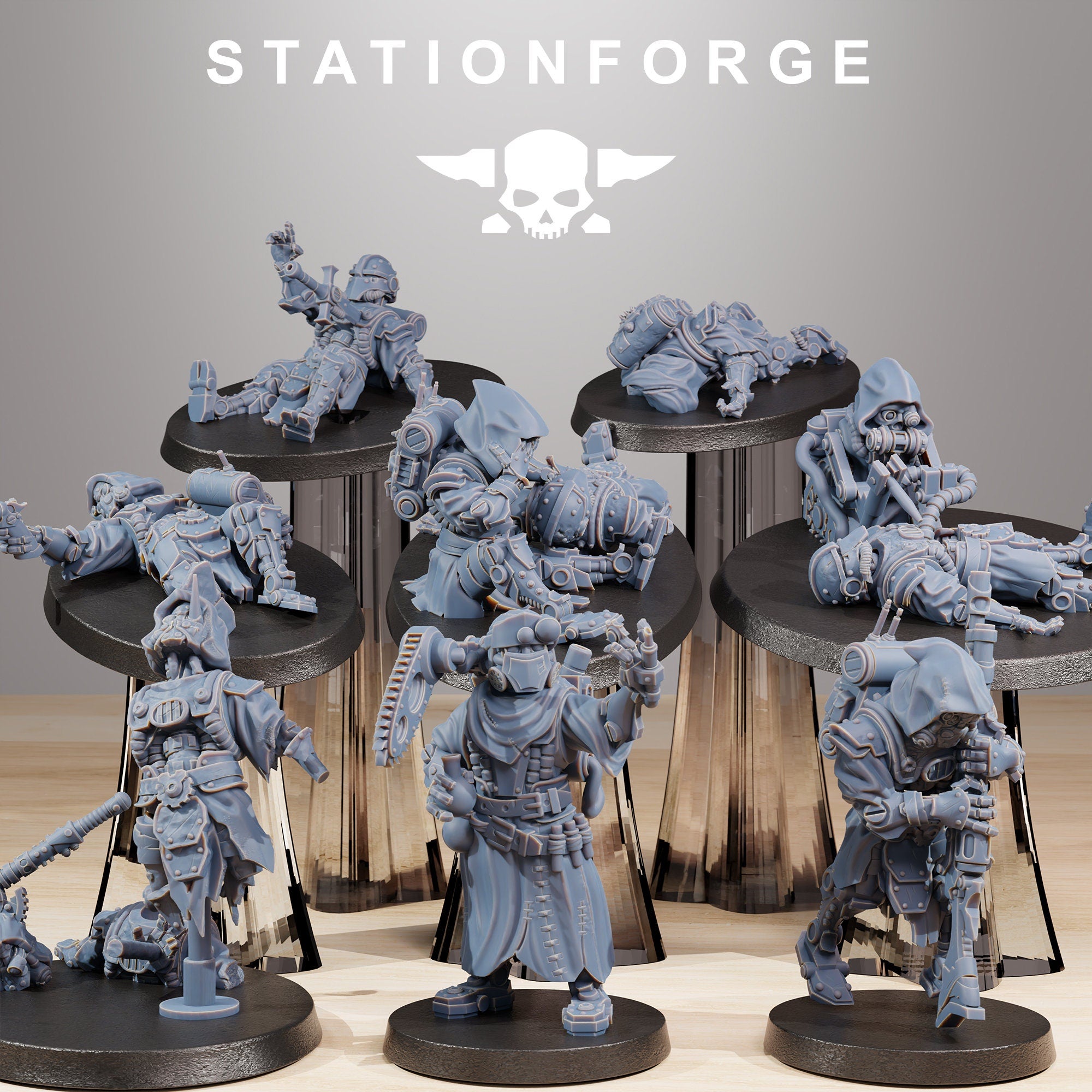 Scavenger Wounded+ Scavenger Commander von StationForge/ Tabletop Miniatur (9 Figuren in Set