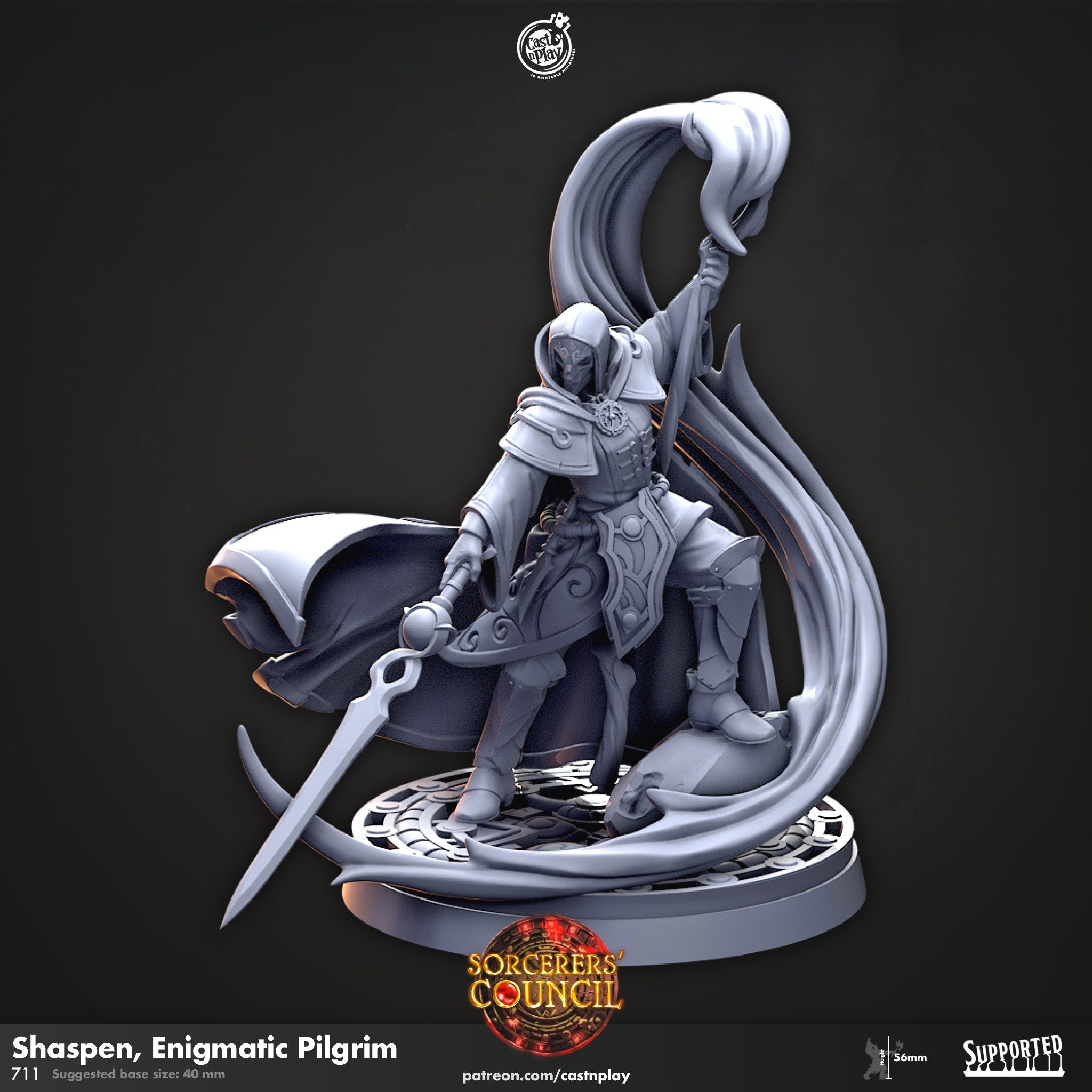 Shaspen, Enigmatic Pilgrim von CastnPlay (Nr. 711) Tabletop Miniatur, Sorcerers' Council