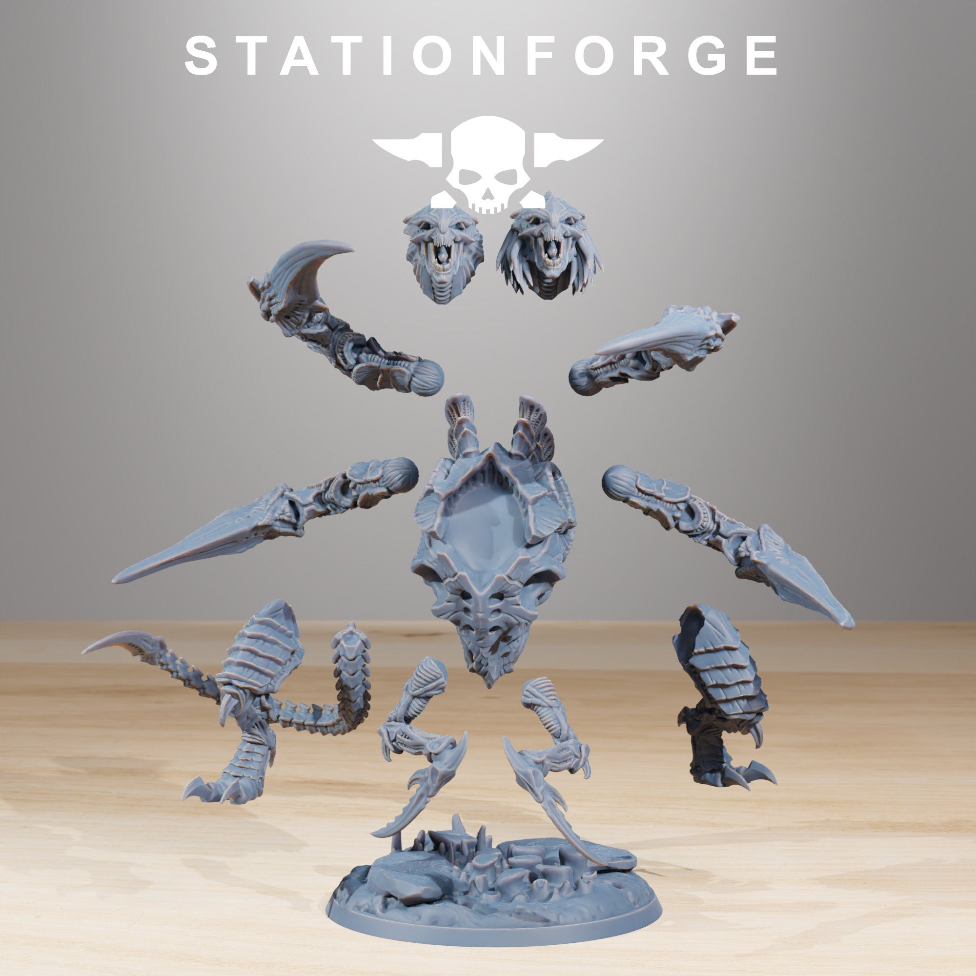 Xenarid Ravage Howler von StationForge/ Tabletop Miniatur/ Minatur +Base +Kopfvariant