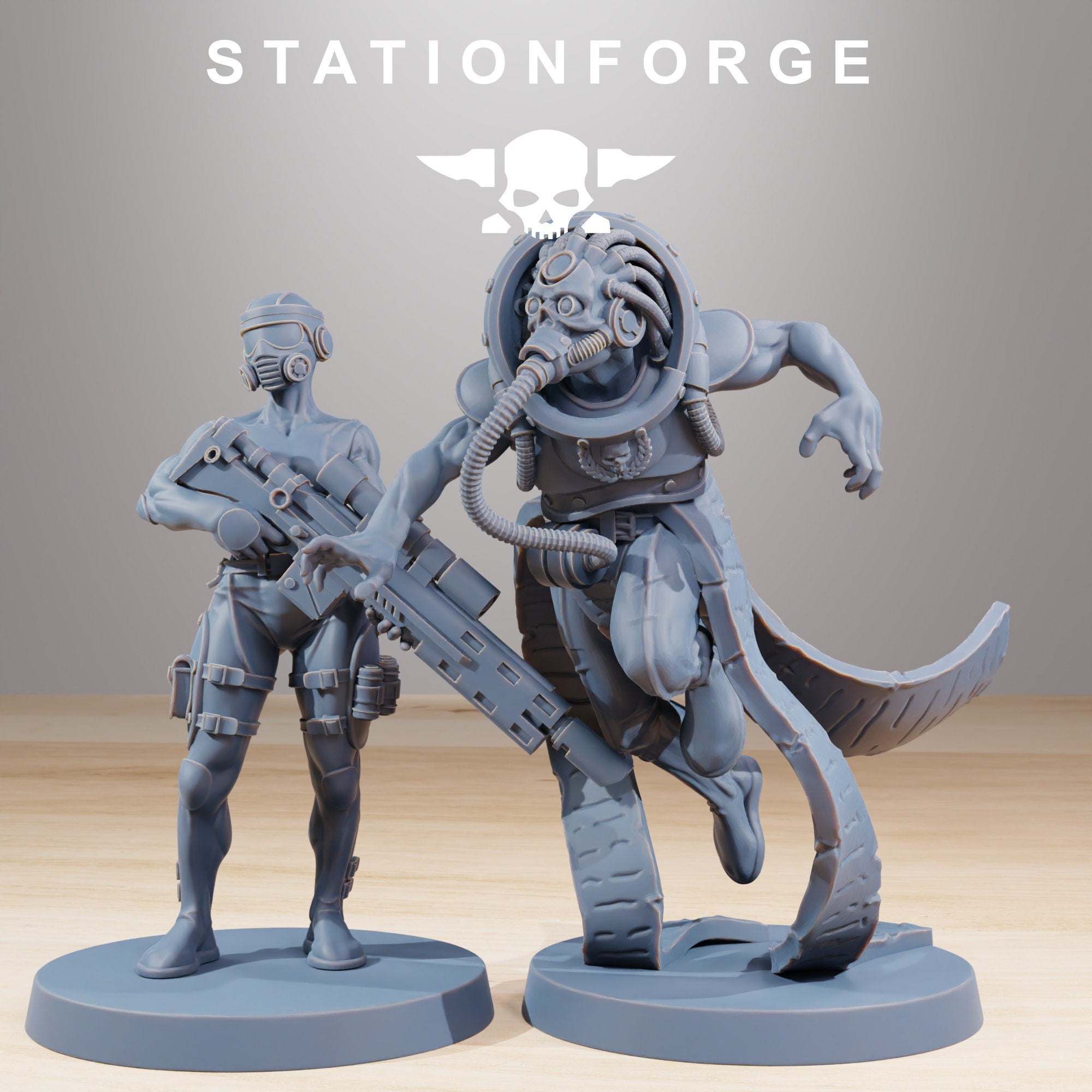 GrimCorp Bounty Hunters von StationForge/ Wargame Miniatures/10 Figuren +Bases