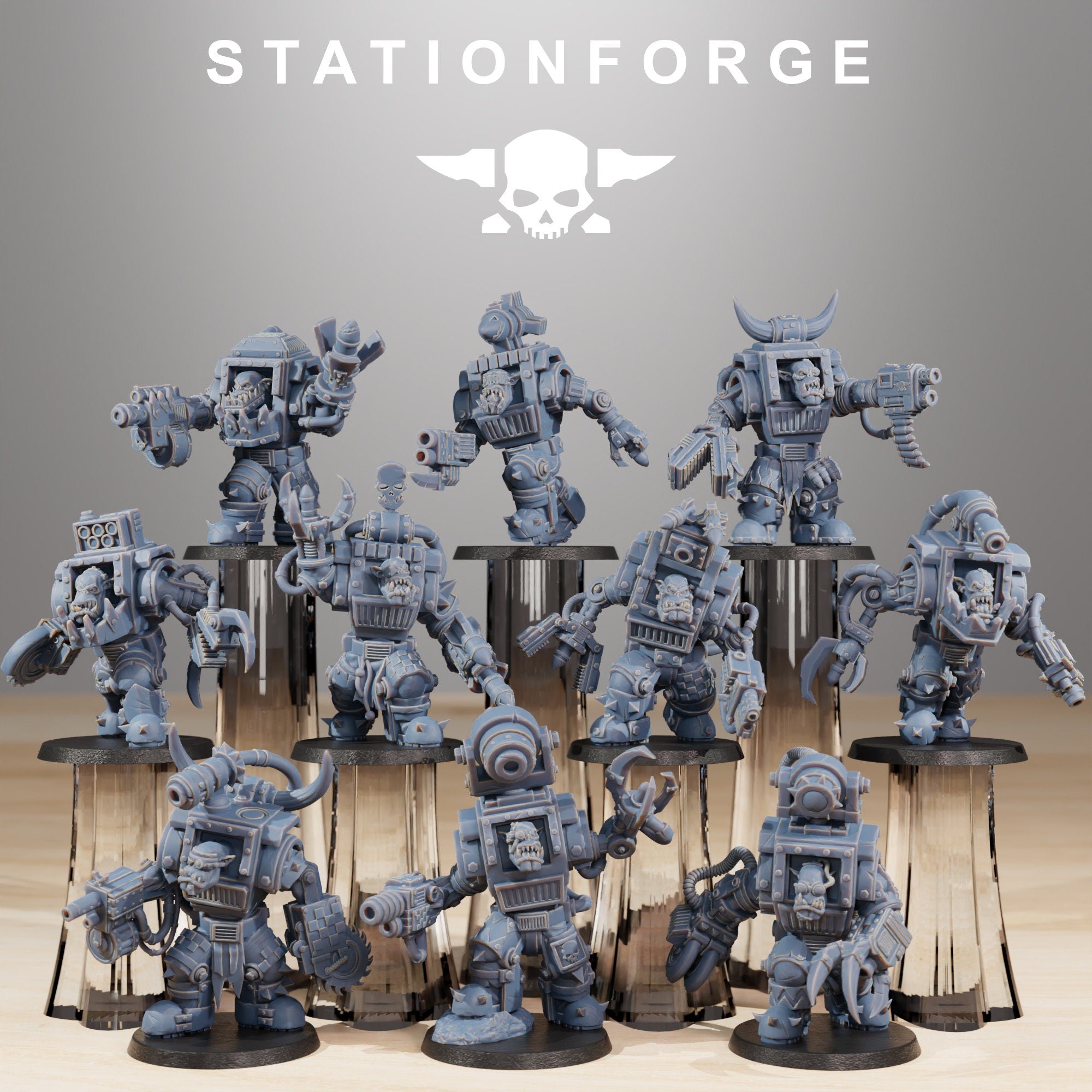 Orkaz Steelbrutes from StationForge/10 Miniatures +Gratis Bases