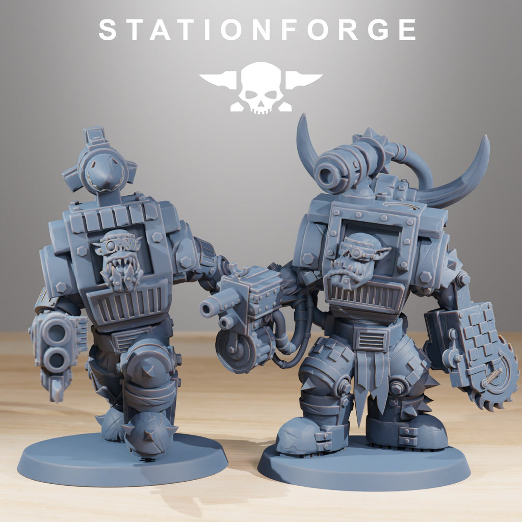 Orkaz Steelbrutes from StationForge/10 Miniatures +Gratis Bases