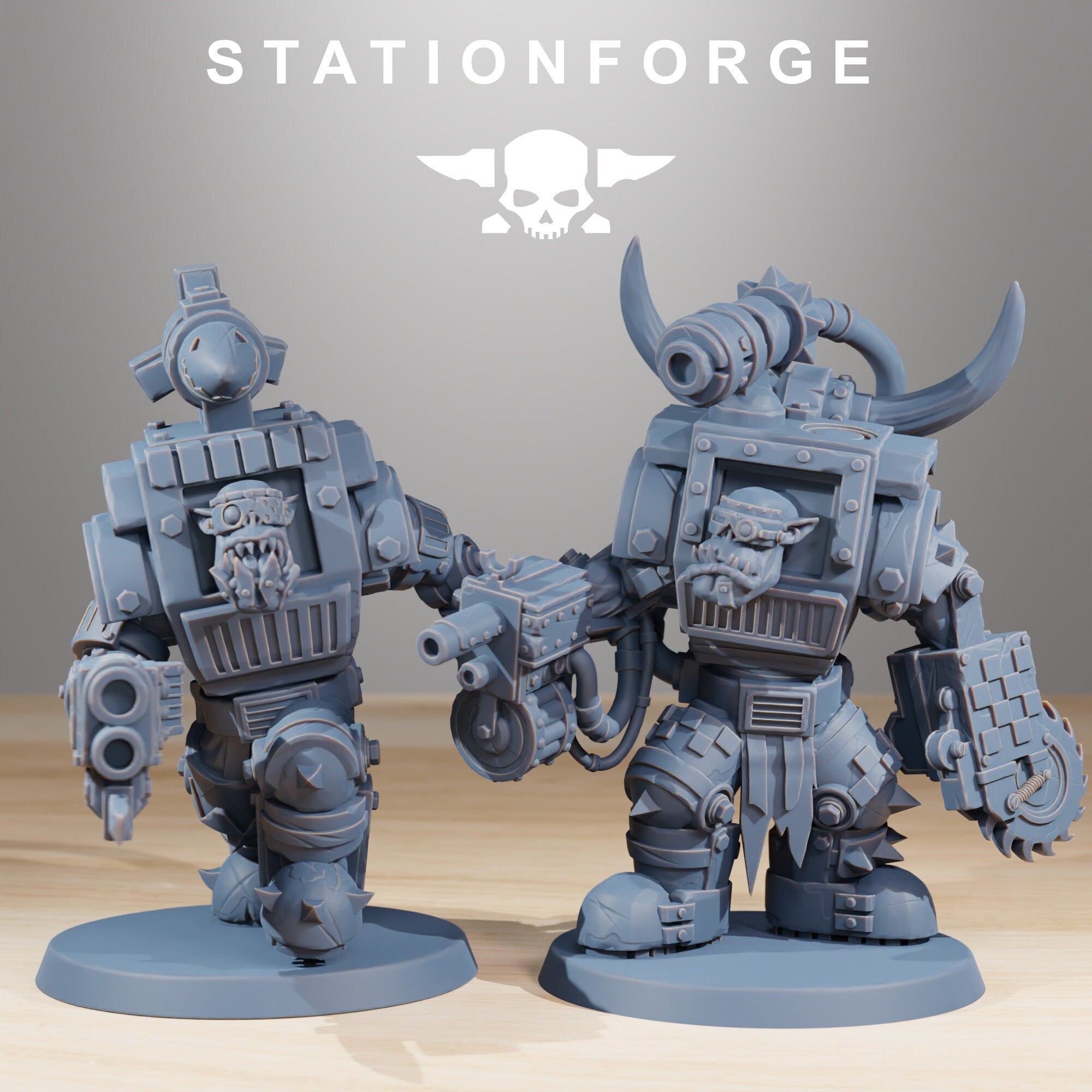 Orkaz Steelbrutes from StationForge/10 Miniatures +Gratis Bases