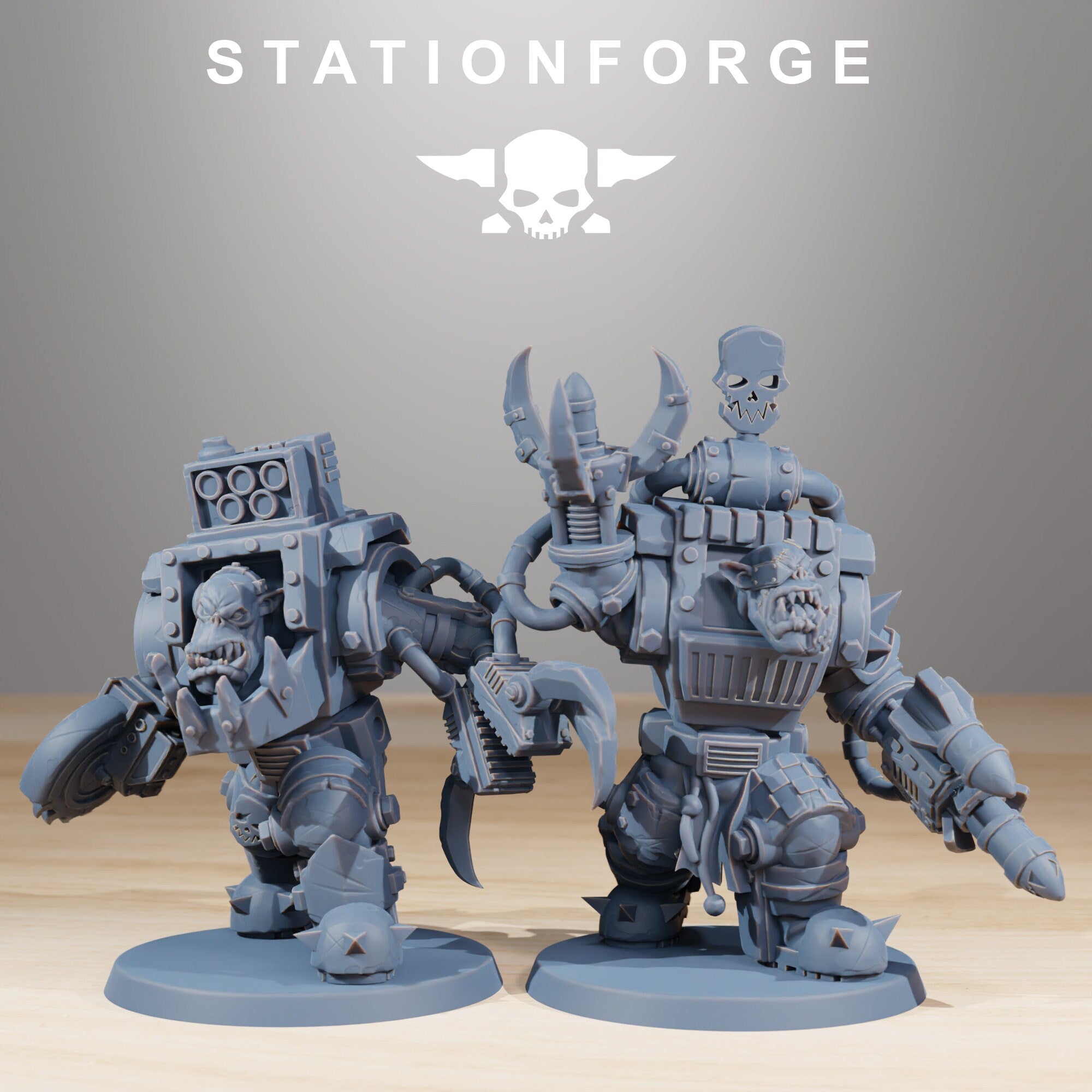 Orkaz Steelbrutes from StationForge/10 Miniatures +Gratis Bases