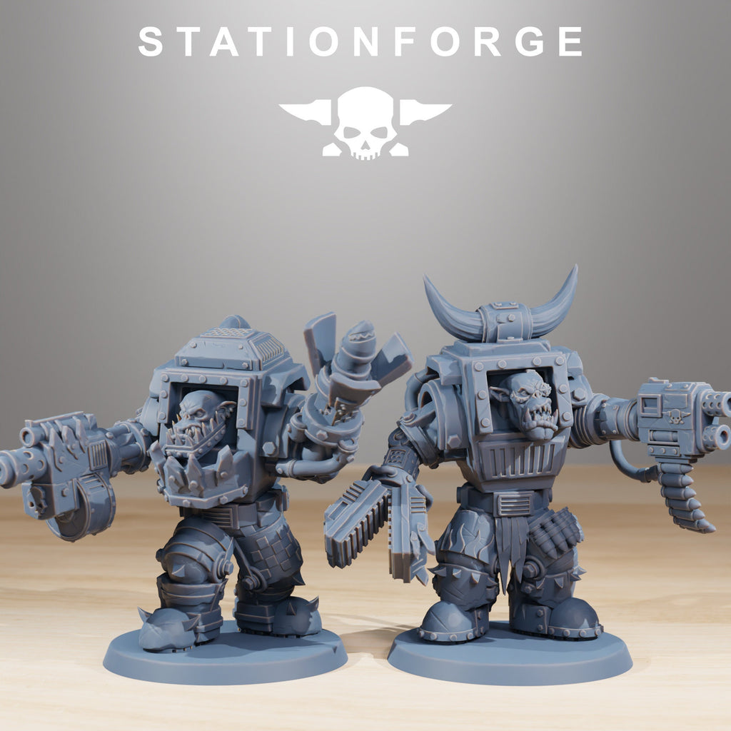 Orkaz Steelbrutes from StationForge/10 Miniatures +Gratis Bases