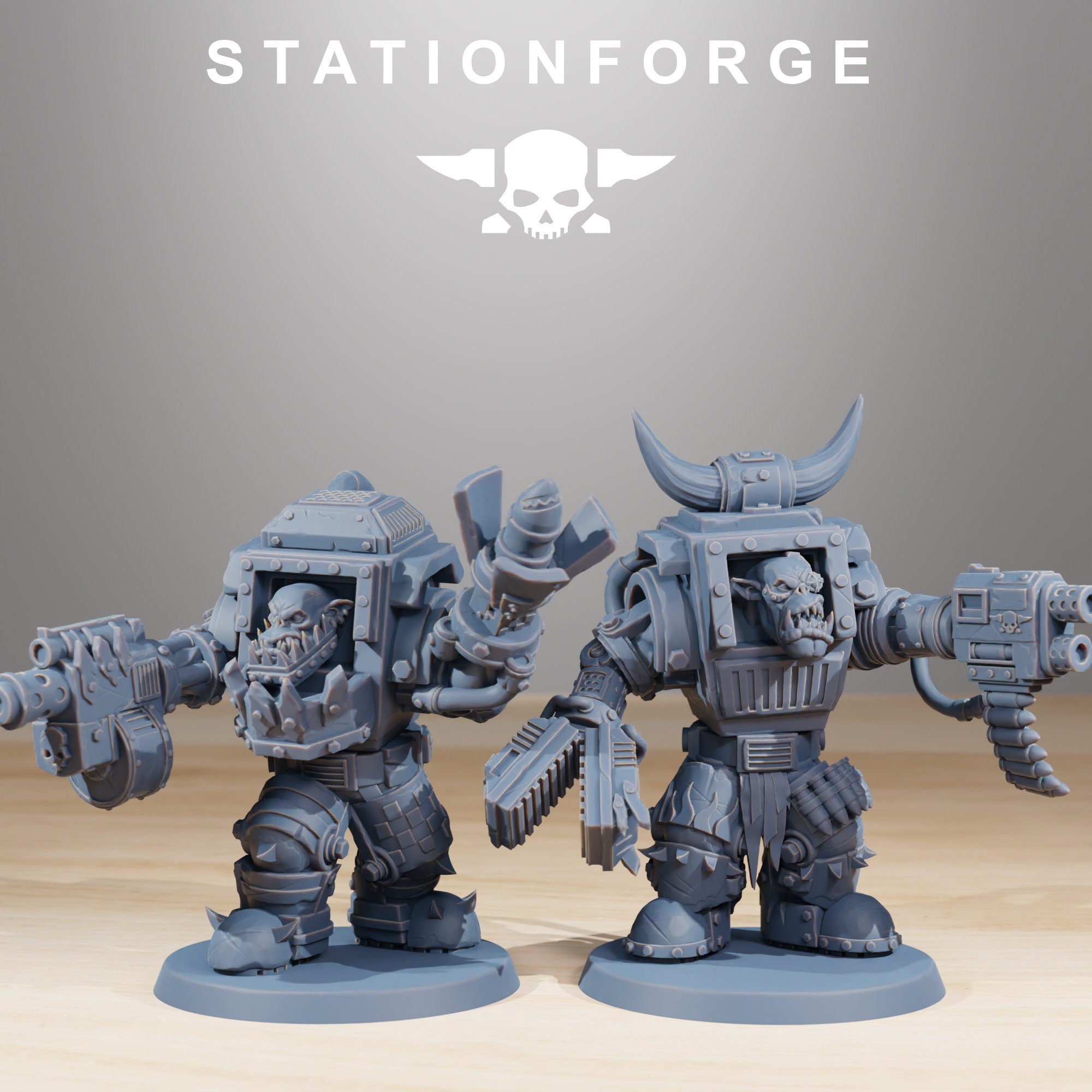 Orkaz Steelbrutes from StationForge/10 Miniatures +Gratis Bases