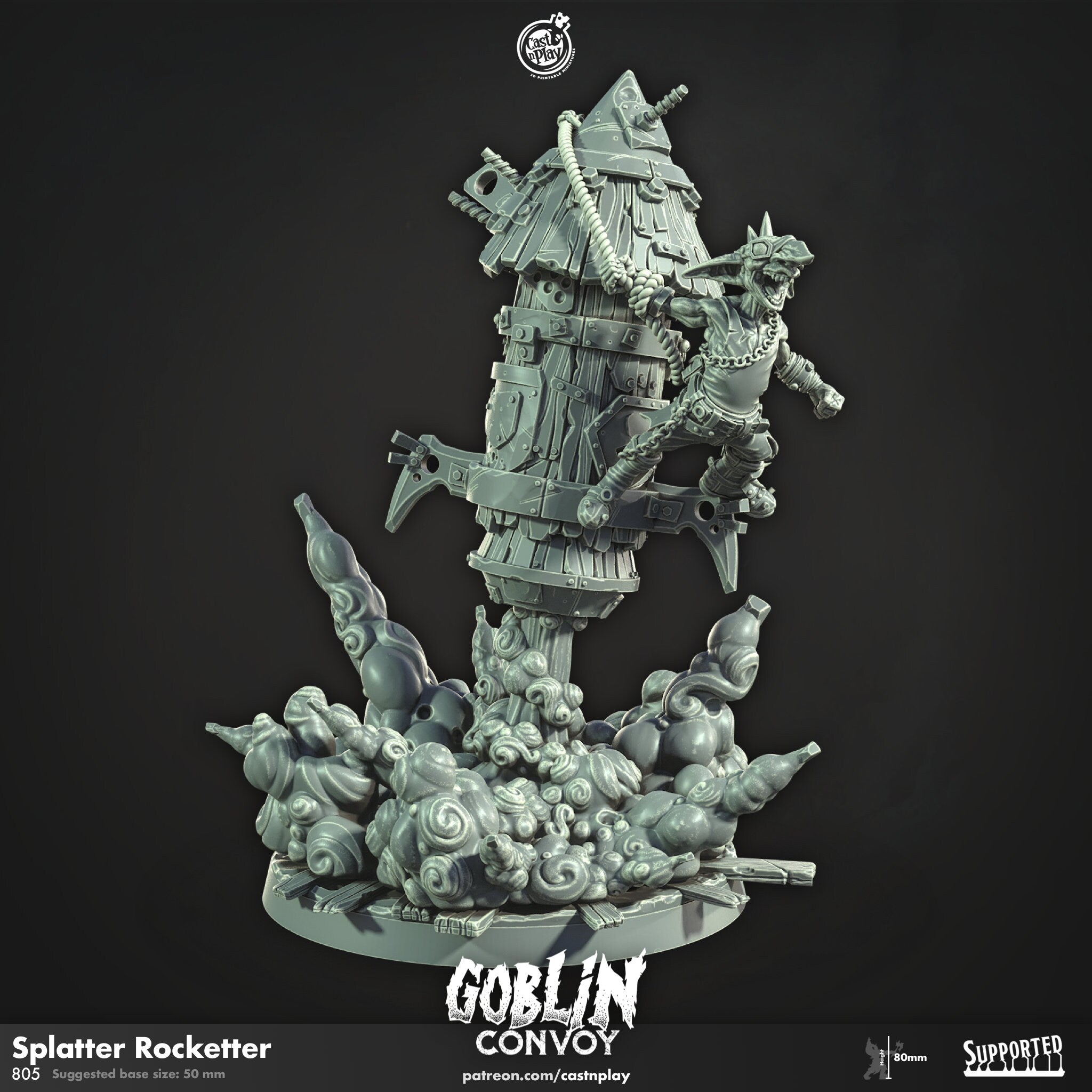 Splatter Rocketeer von CastnPlay (Nr. 805) Goblin Convoy, Wargame/ Tabletop Miniatur+ Gratis Base