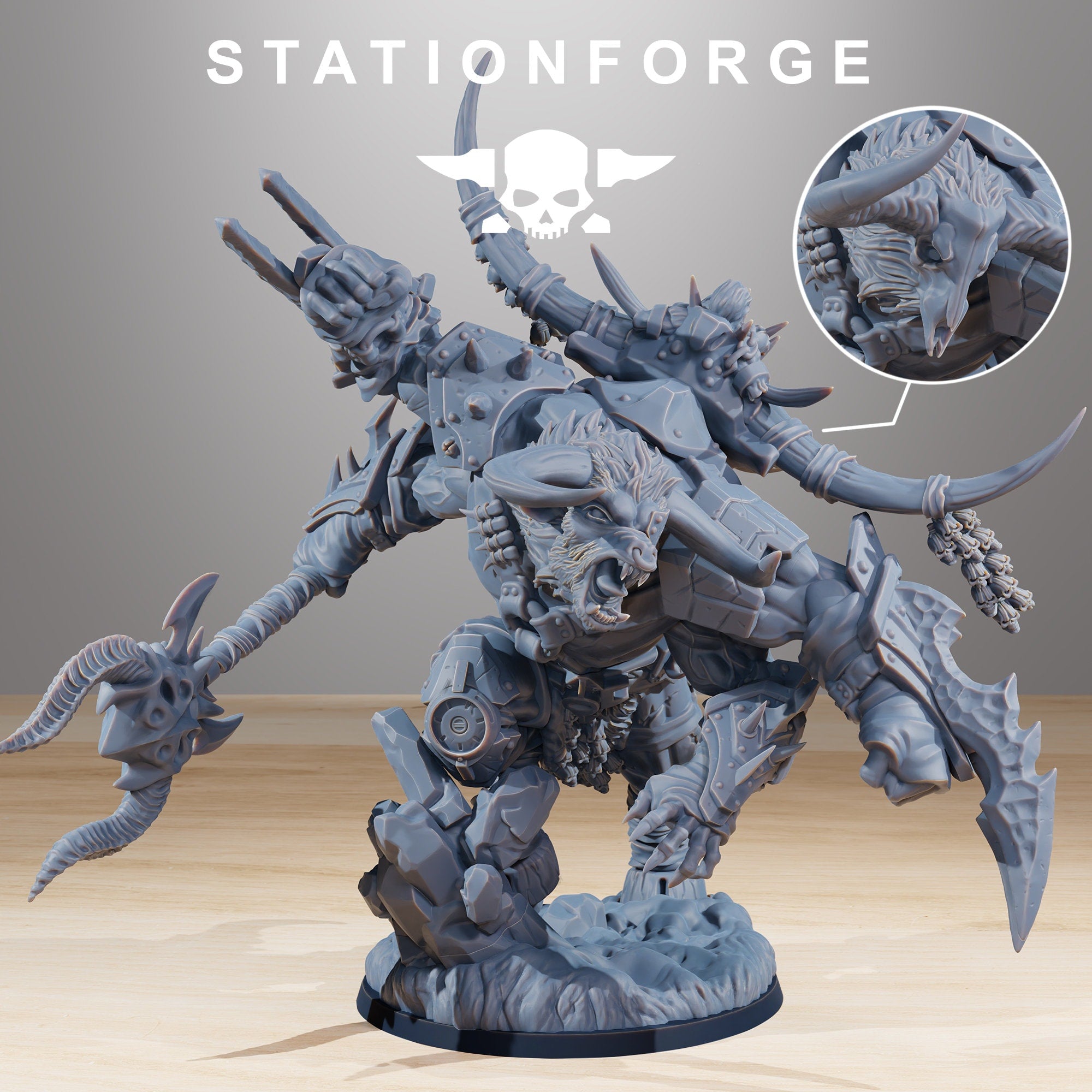 Corrupted Beast Leader from StationForge/Wargame Miniature+ Gratis Base