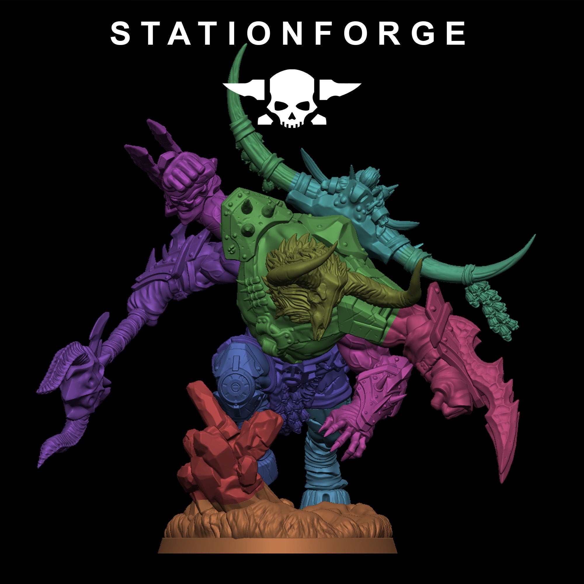 Corrupted Beast Leader from StationForge/Wargame Miniature+ Gratis Base