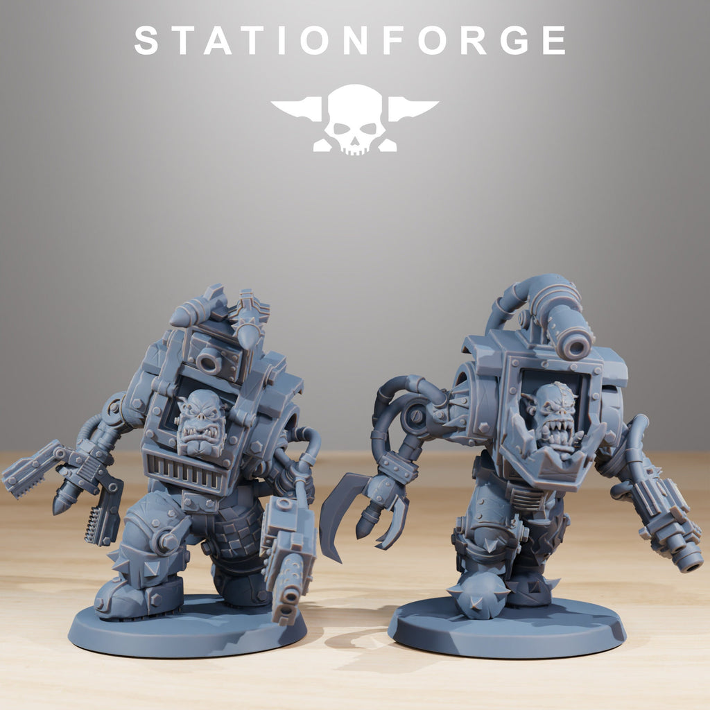 Orkaz Steelbrutes from StationForge/10 Miniatures +Gratis Bases