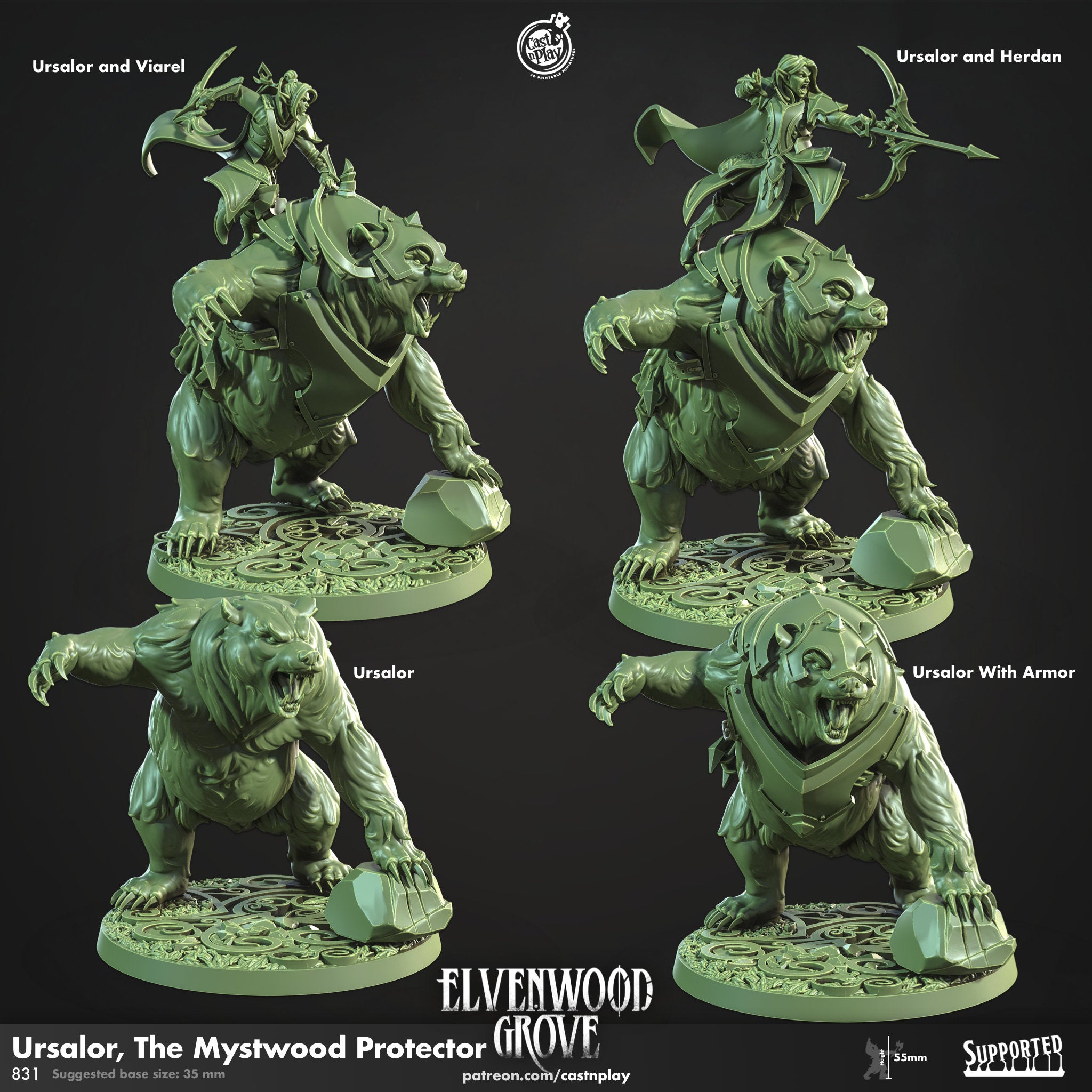 Ursalor,The Mystwood Protector von CastnPlay (Nr. 831) Elvenwood Grove, Wargame/ Tabletop Miniaturen (4 Optionen) + Gratis Bases