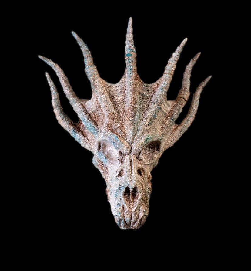 Blue Dragon Skull, 3D gedruckte Wand Deko, Dungeon Deko, Halloween Deko von Stlflix