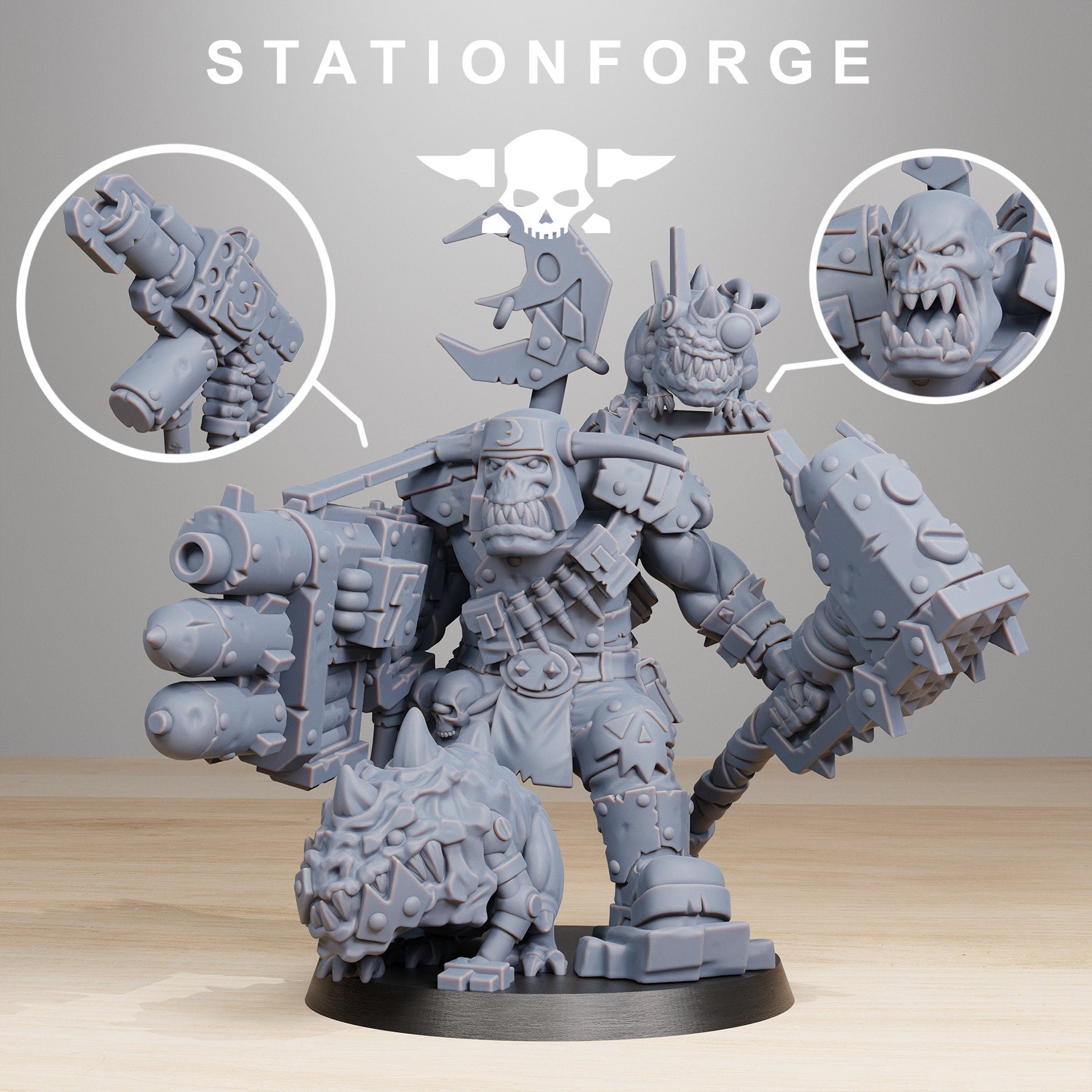 Orkaz BlackSkull from StationForge/Wargame Miniature+ Gratis Base