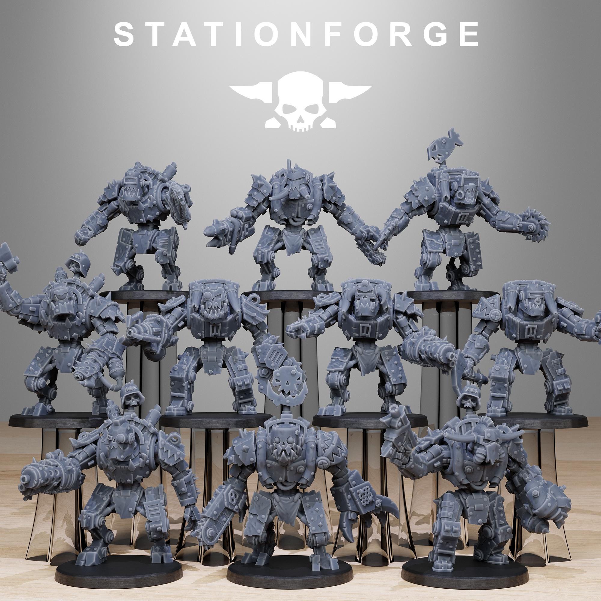 Orkaz Bots Infantry from StationForge/10 Miniatures +Gratis Bases